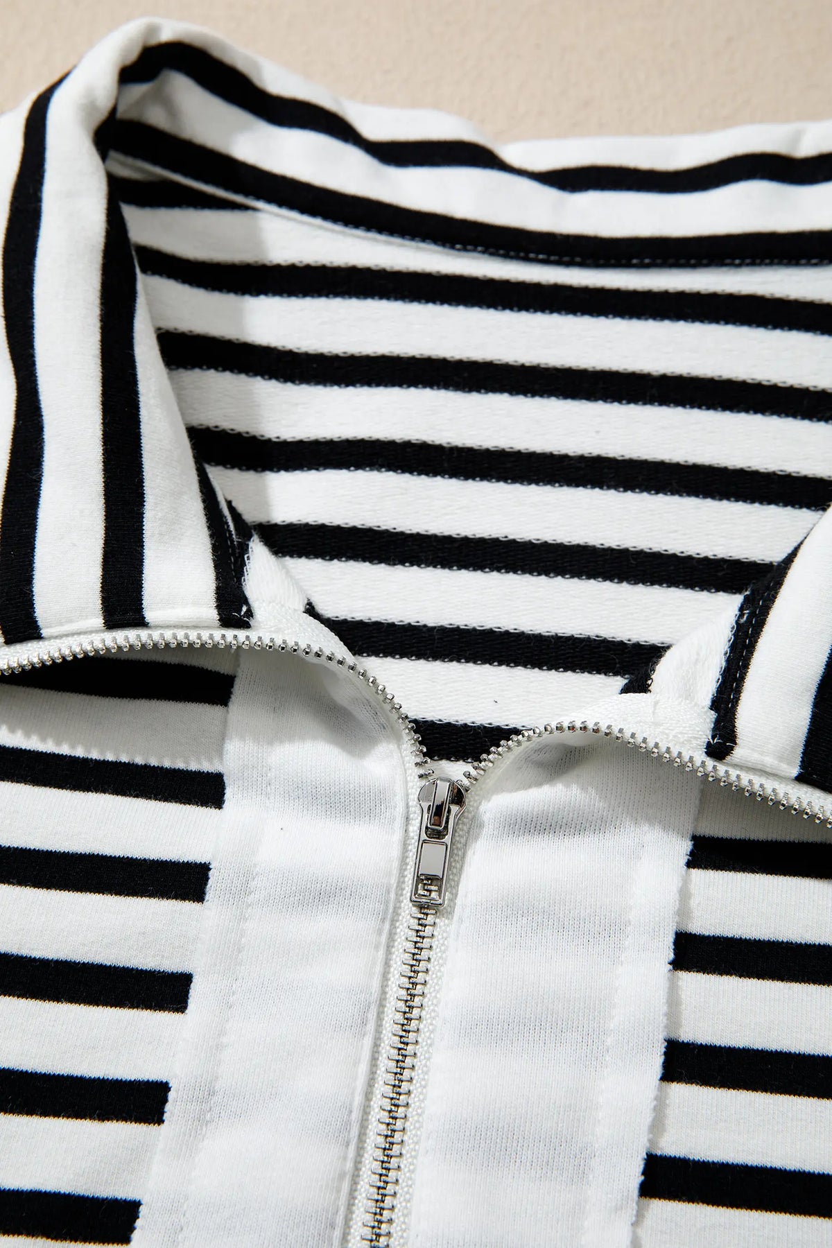 Striped Colourblock V Neck Long Sleeve Shift Plus Size Blouse – White Stripe