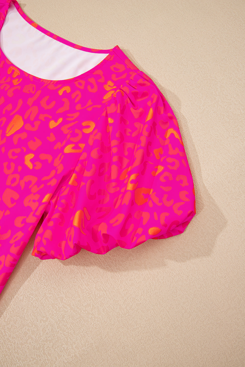 Rose Leopard Printed Puff Sleeve Top eAura