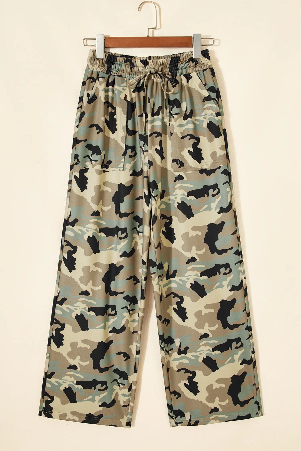 Camouflage Print Street Fashion Drawstring Shift Pants – Multicolour