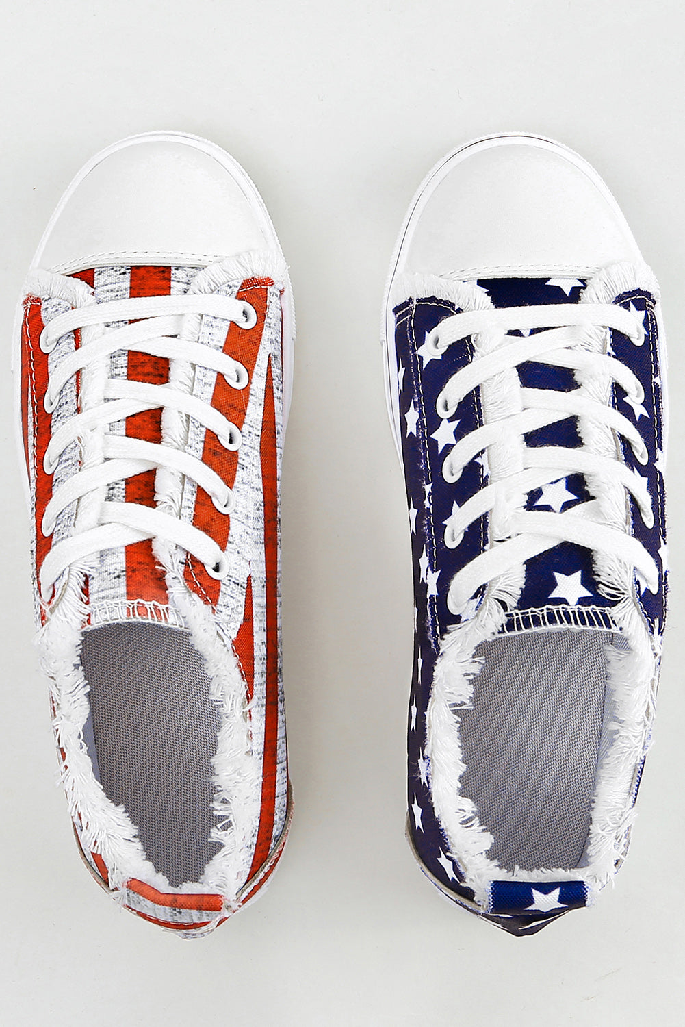 Blue American Flag Lace-up Canvas Flat Shoes BB Fashion Outlet
