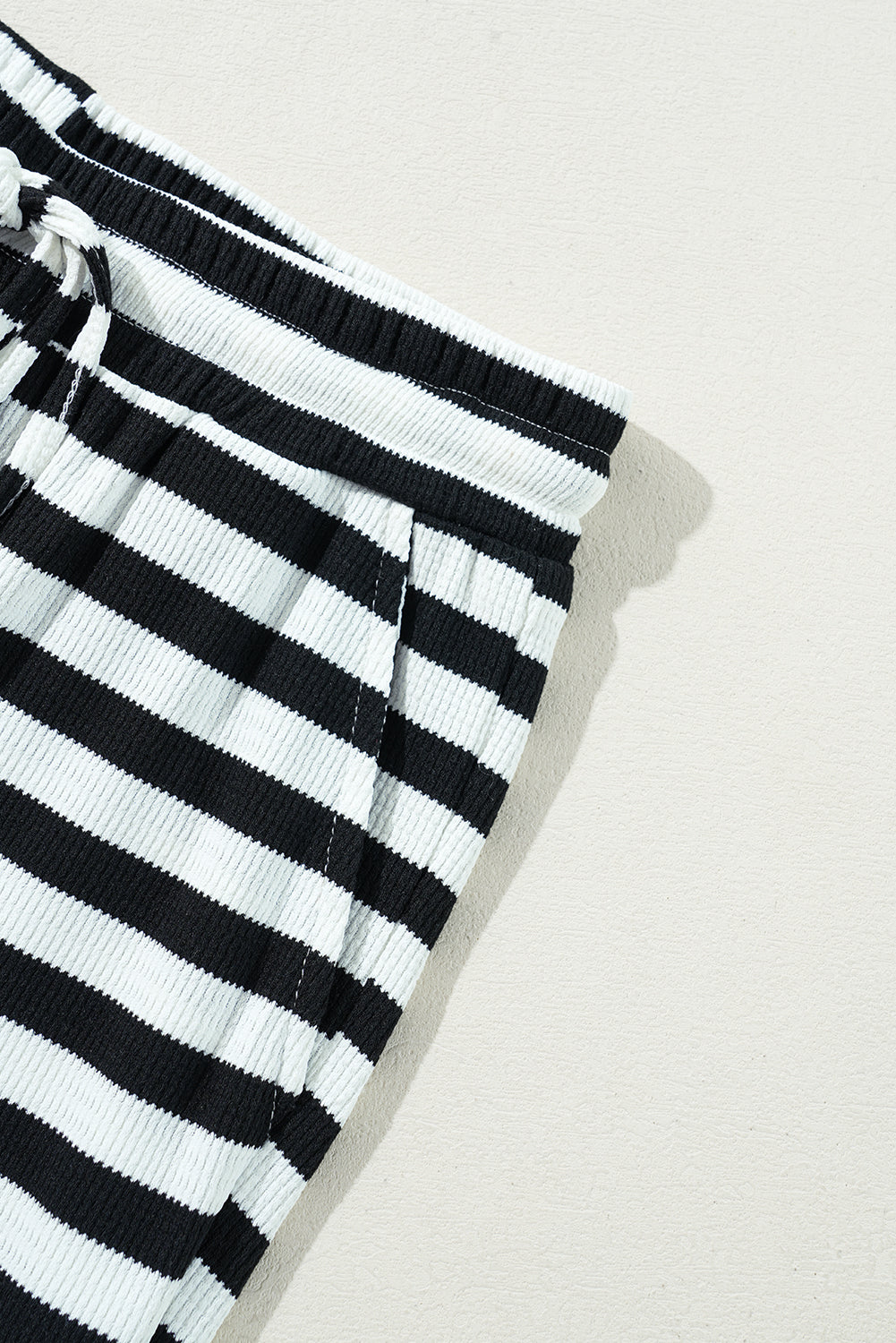 Black Stripe Lace-up Waist Casual Flared Trousers BB Fashion Outlet