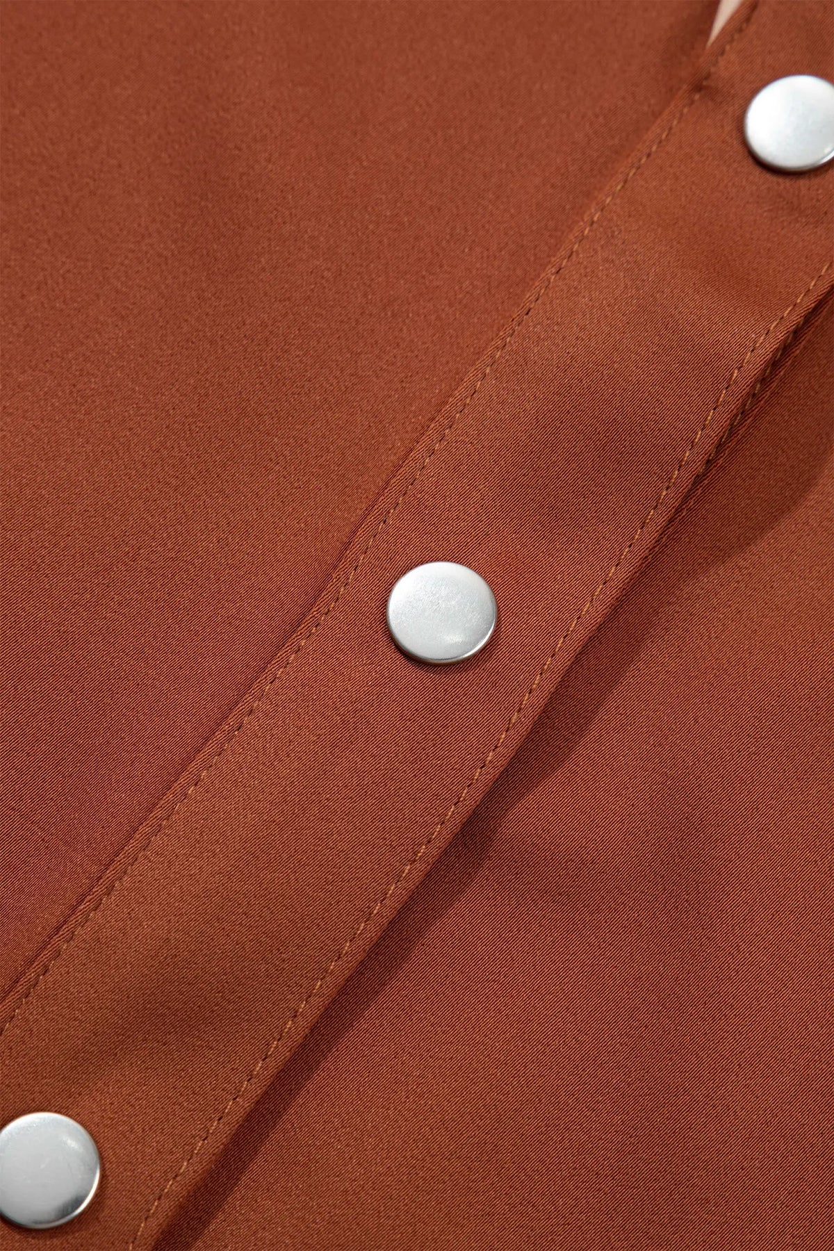 Cinnamon Silky Long Sleeve Button Front Western Fashion Shirt