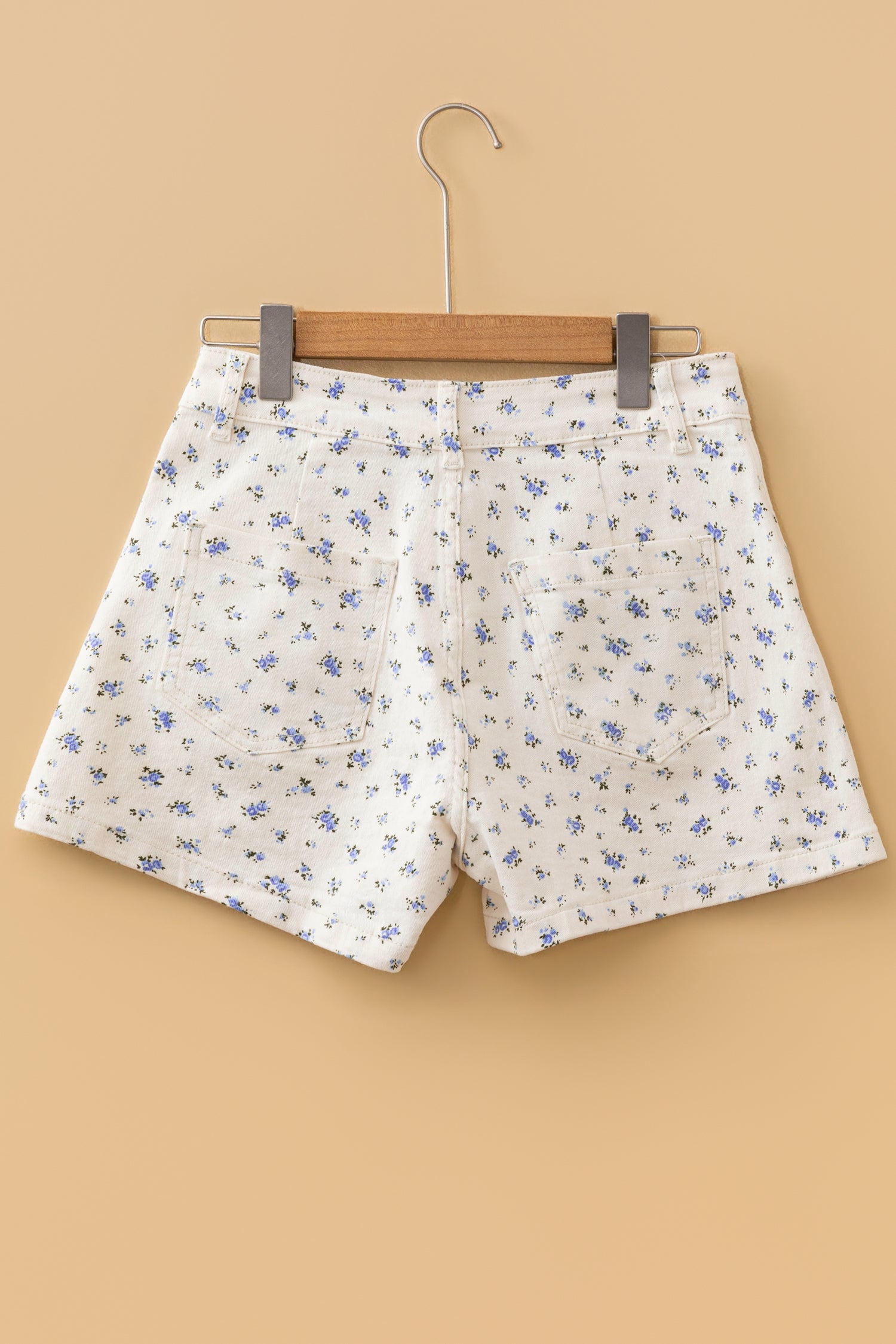 Floral Casual Cute Denim Shorts – White