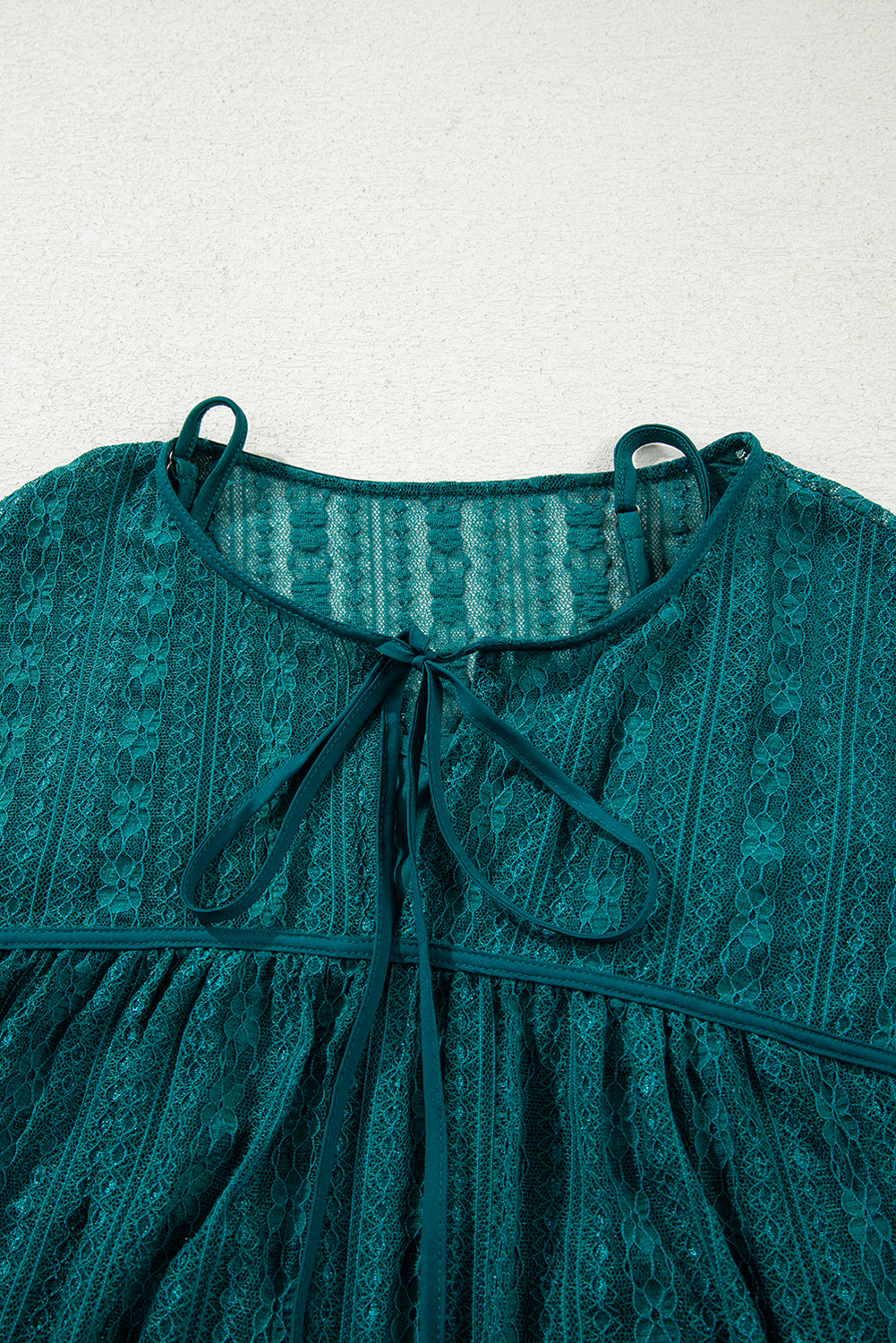 Sheer Lace Balloon Sleeve Babydoll Blouse - eAura