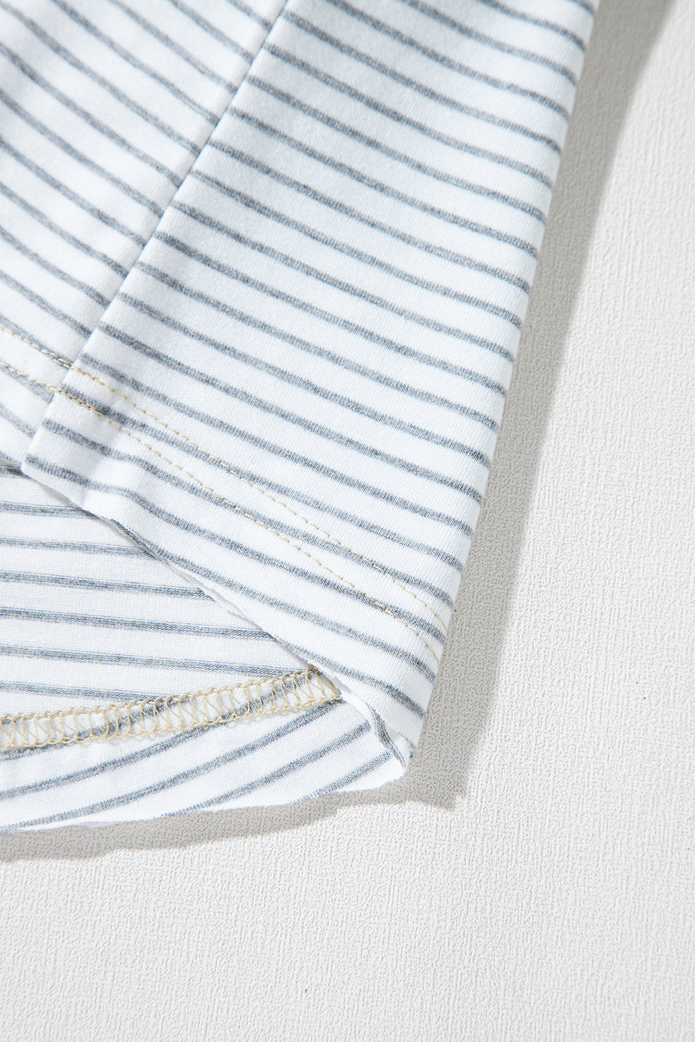 White Stripe Floral Insert Sleeves Contrast Round Neck Tee - eAura