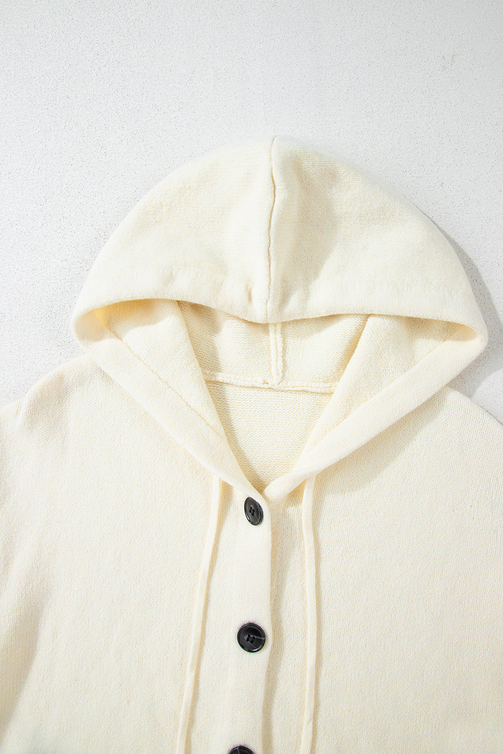 Medium Grey Drawstring Hooded Button Up Drop Shoulder Sweater Cardigan eAura