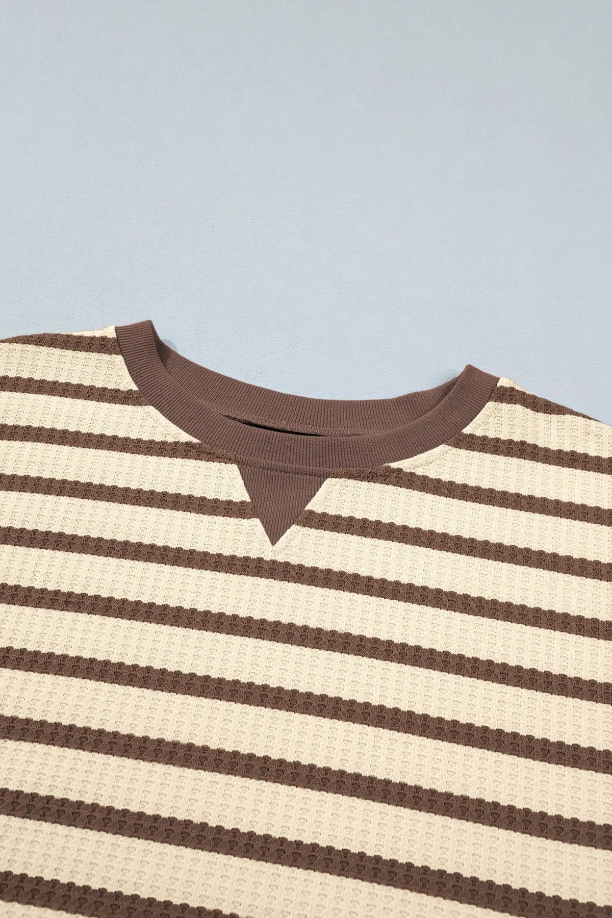Patchwork Ribbed Cuff Casual Pullover Sweatshirt – Brown Stripe