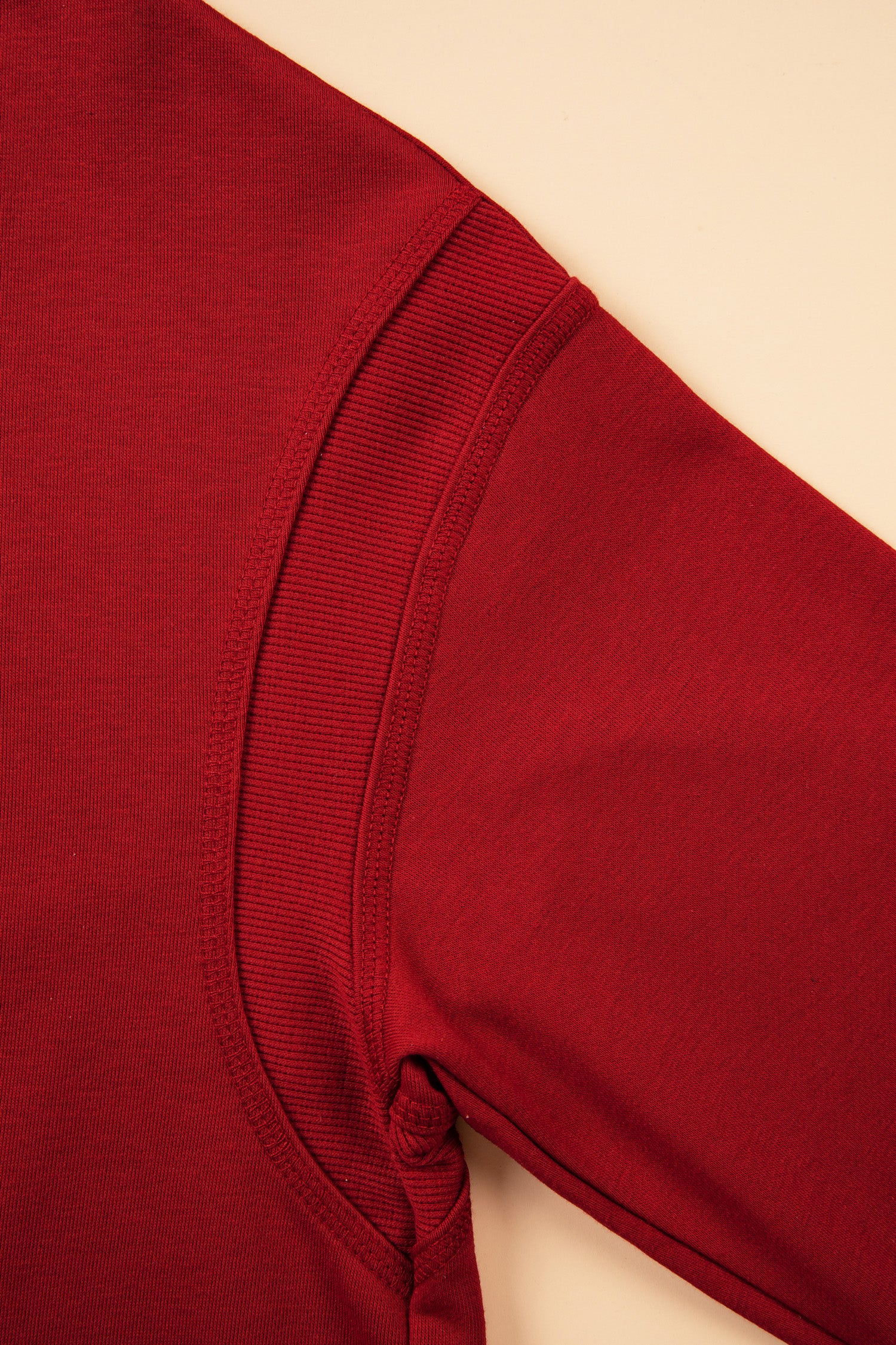Ribbed Detail Drop Shoulder Cutout Back Sweatshirt – Racing Red
