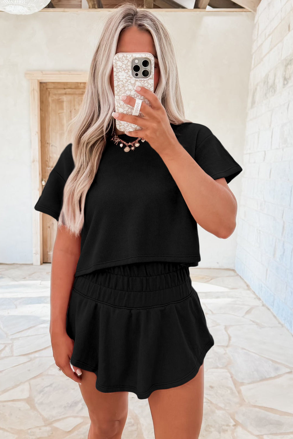 Cropped Tee and Ruffle High Waist Skort Co-oord eAura