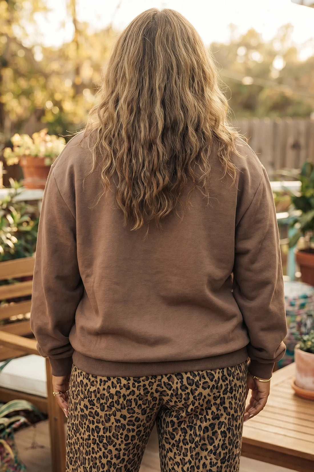 Coffee Letter Print Oversized Loose Fit Long Sleeve Plus Size Sweatshirt – Brown