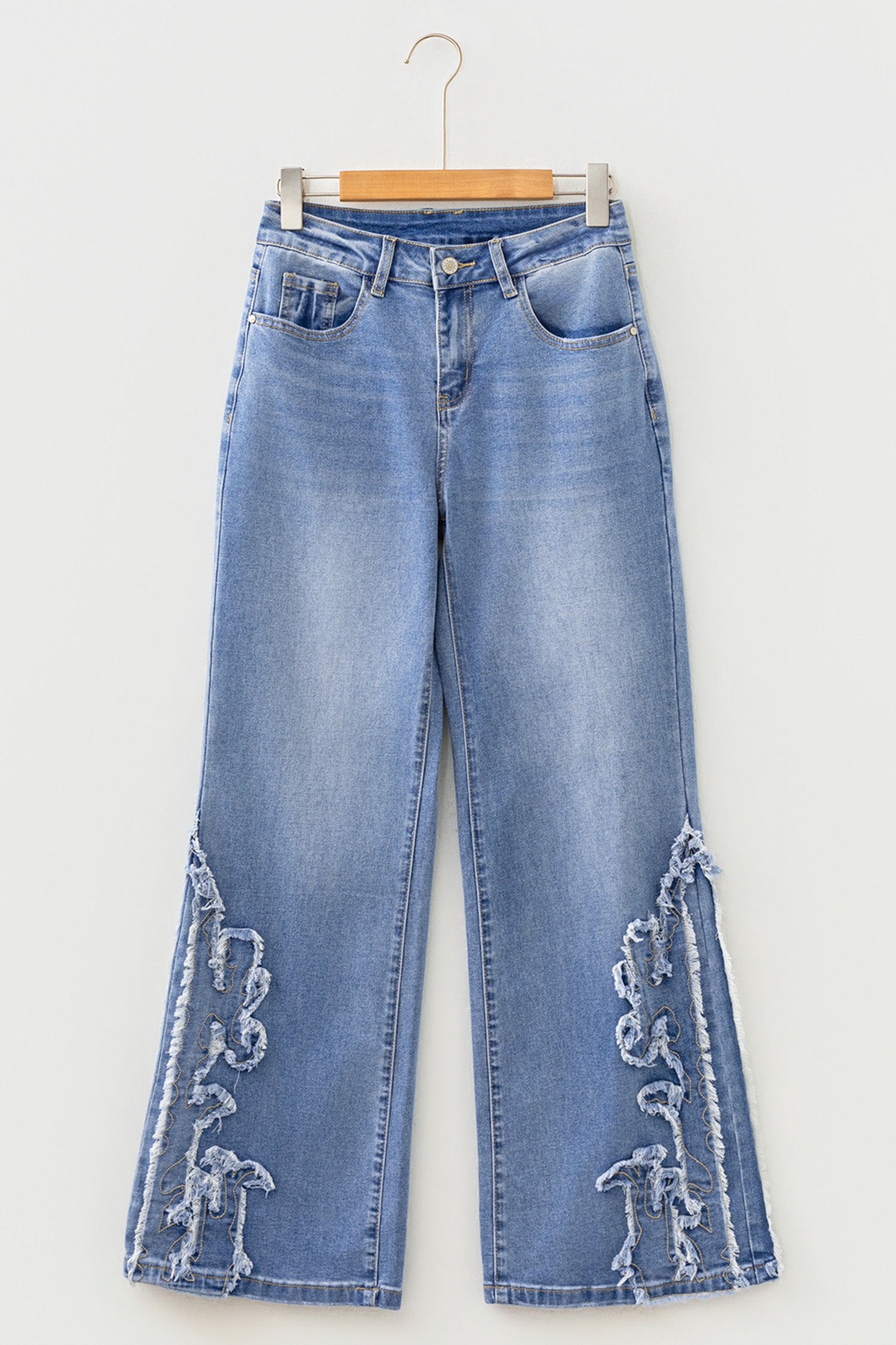 Embroidered Western Print Flare Leg Full Length Jeans – Ashleigh Blue
