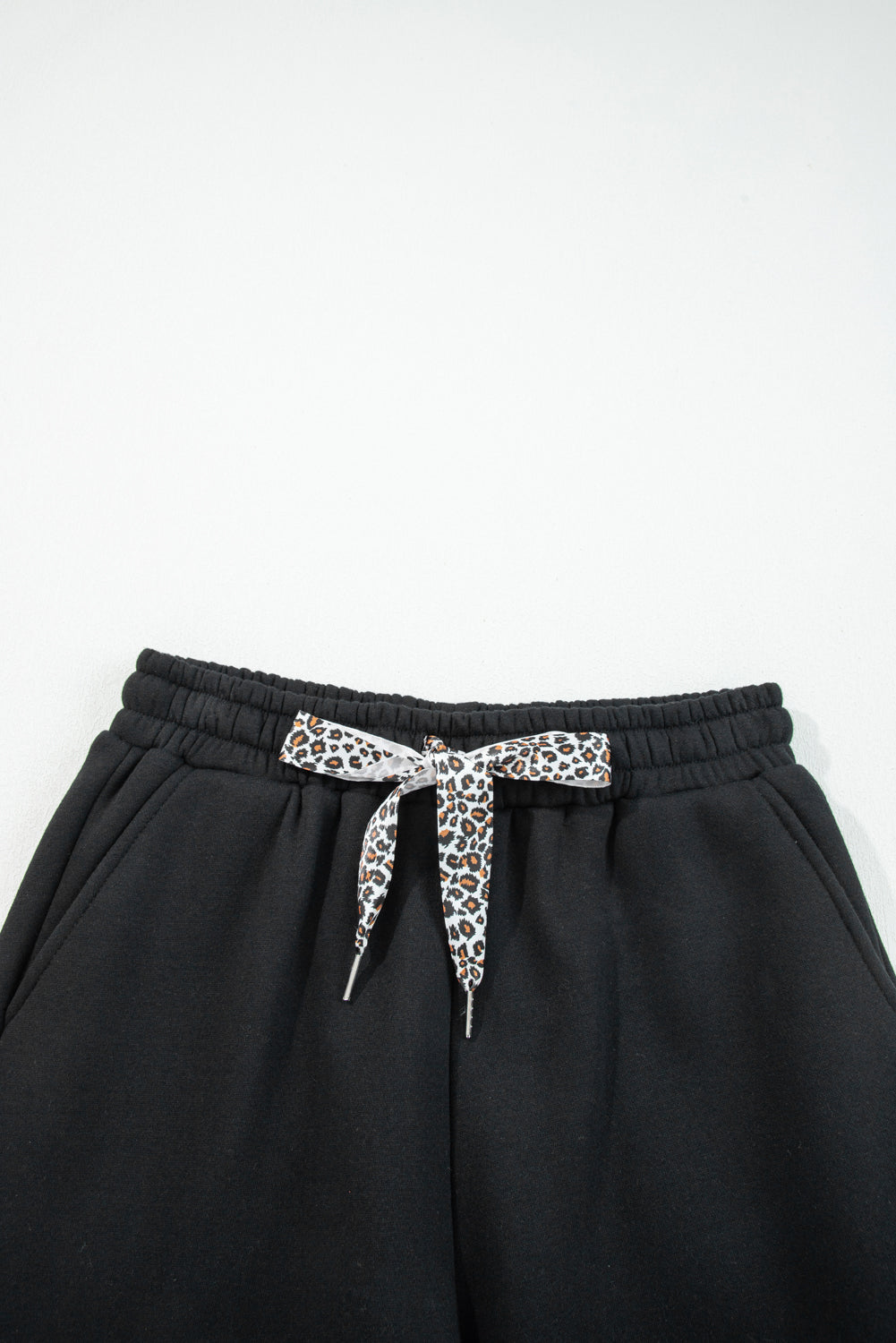 Fleece Lined Leopard Drawstring Elastic Waist Joggers eAura