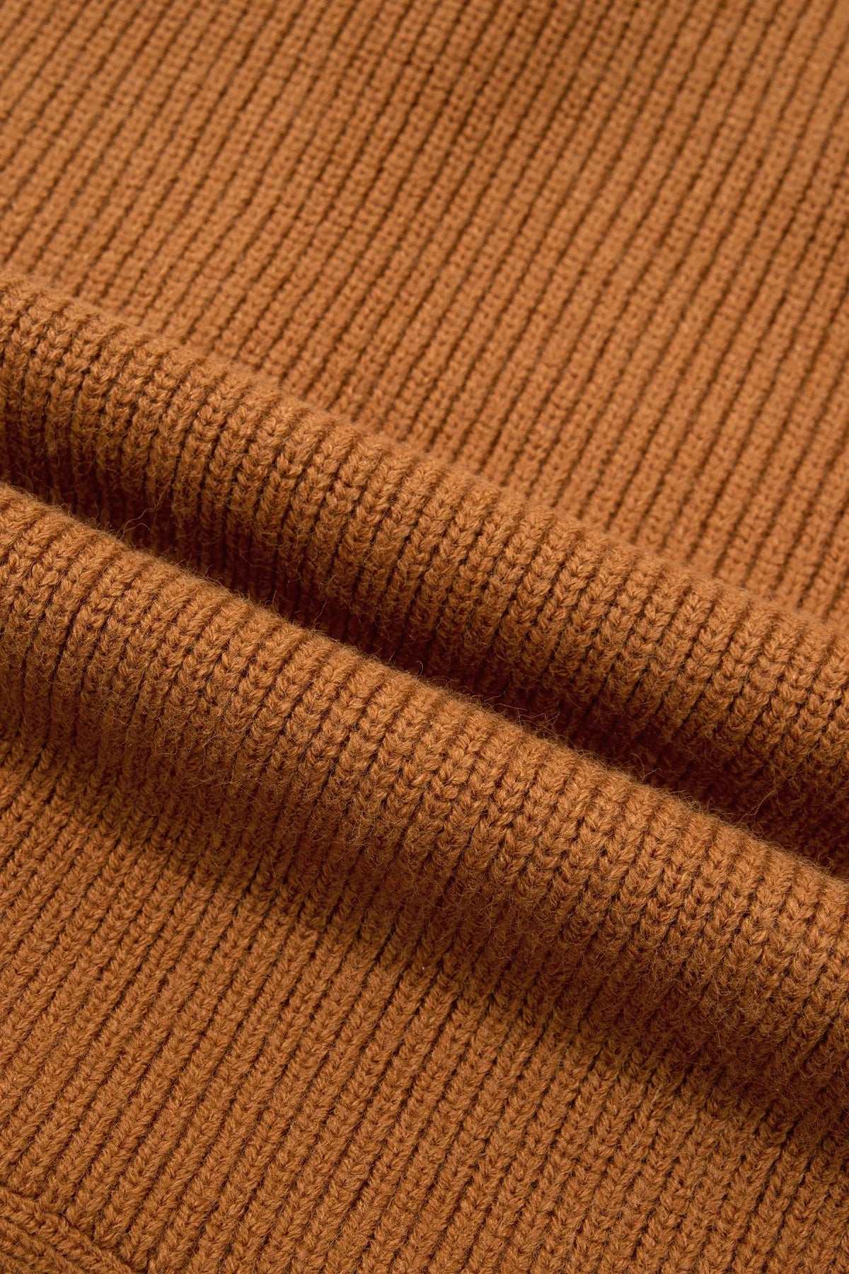 Ribbed Knit Collar Button Front Long Sleeve Cardigan – Mustard