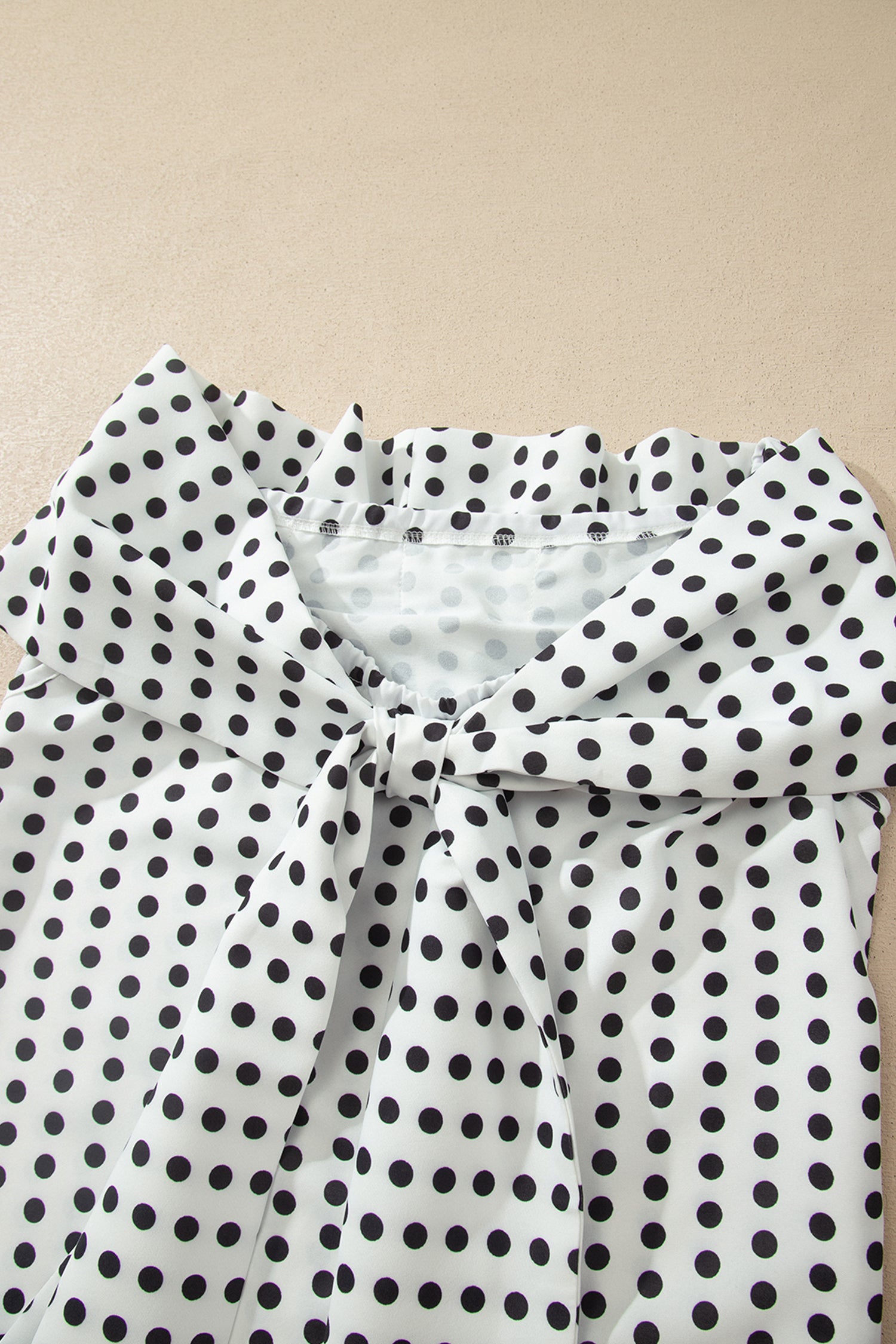 White Polka Dot Off Shoulder Bow Knot Blouse
