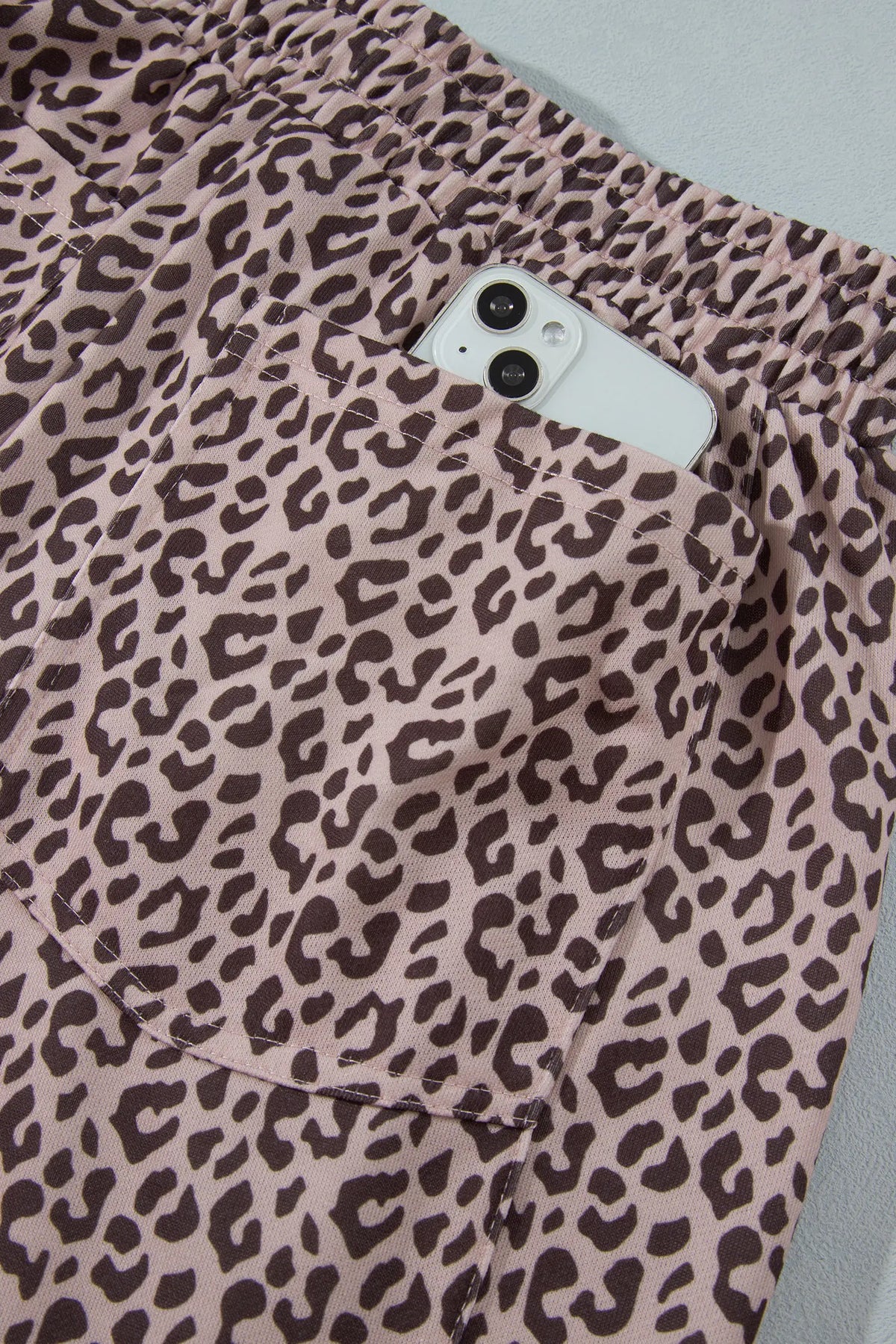Leopard Print Elastic Waist Ankle Length Pants – Khaki