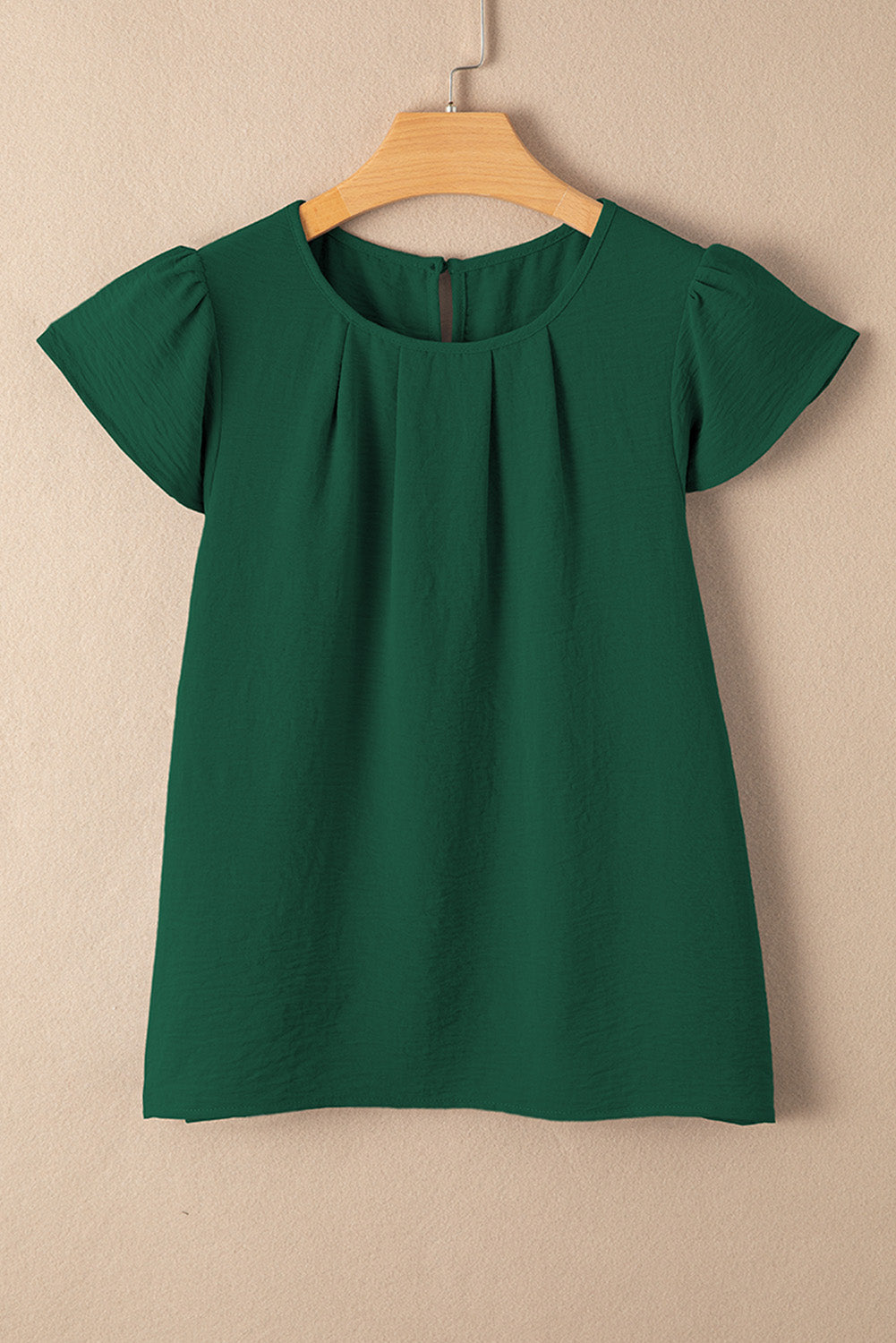 Flounce Sleeve Pleated Textured Blouse eAura