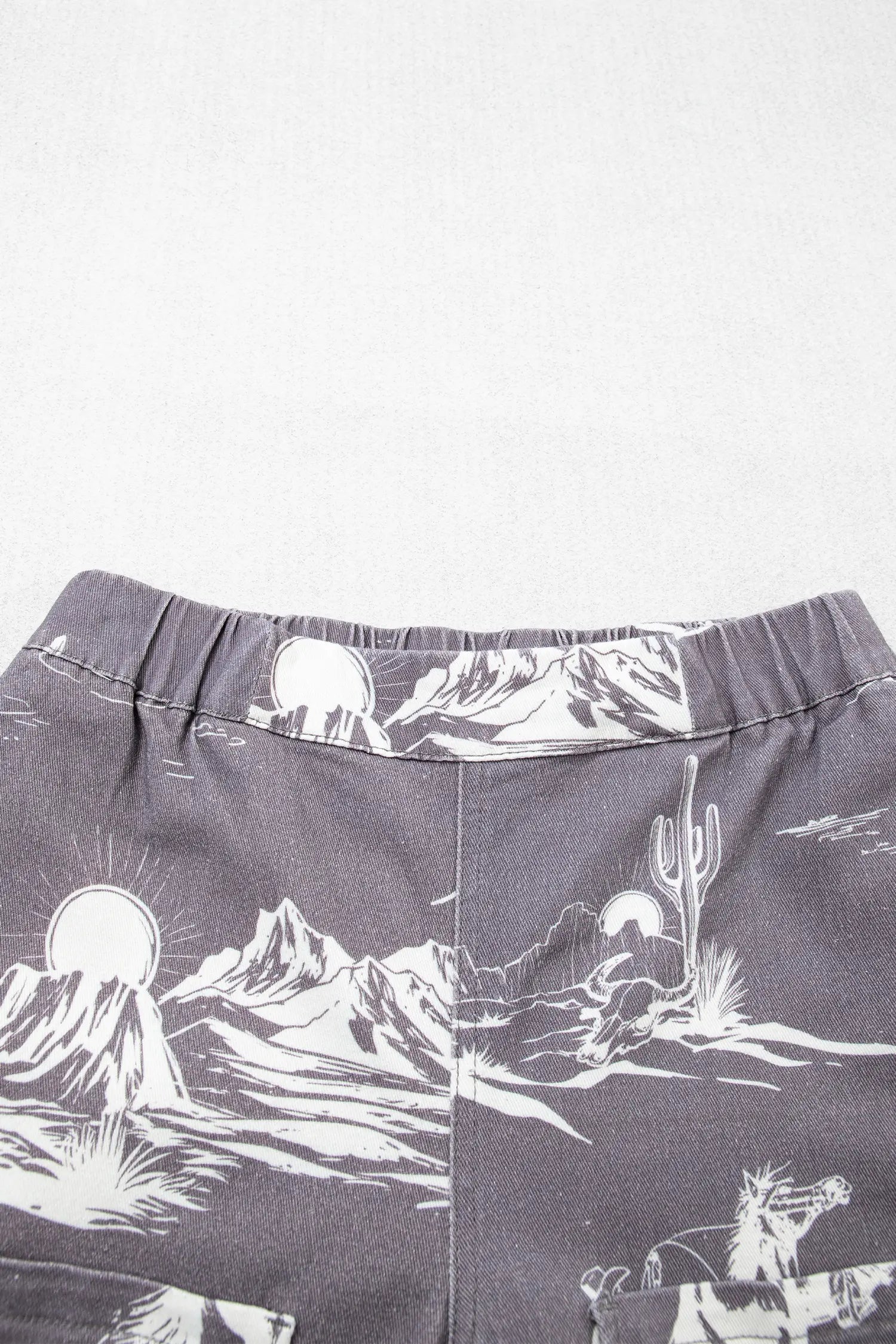 Gray Wild West Riding Vintage Printed Shift Jeans