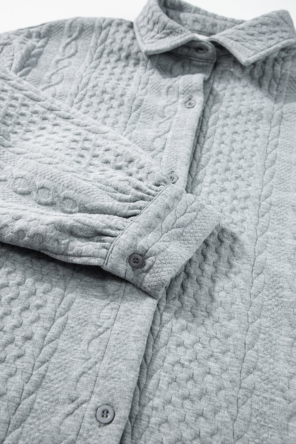 Textured Puff Sleeve Loose Shacket eAura