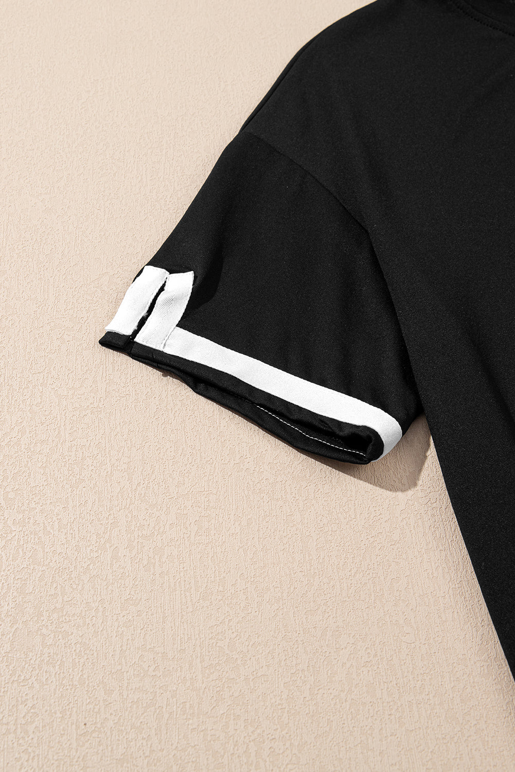 Black Contrast Trim Tee and Shorts Set Co-ord eAura