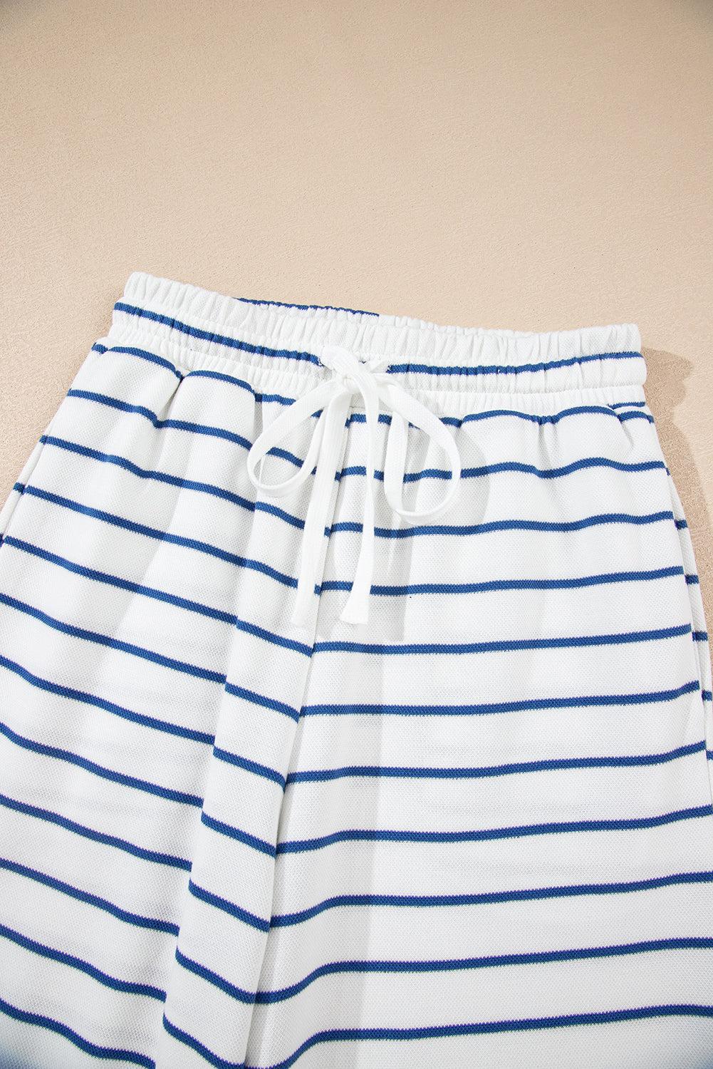 Sail Blue Striped Long Sleeve Top Drawstring Wide Leg Pants 2pcs Outfit Dear-Lover Dropshipping