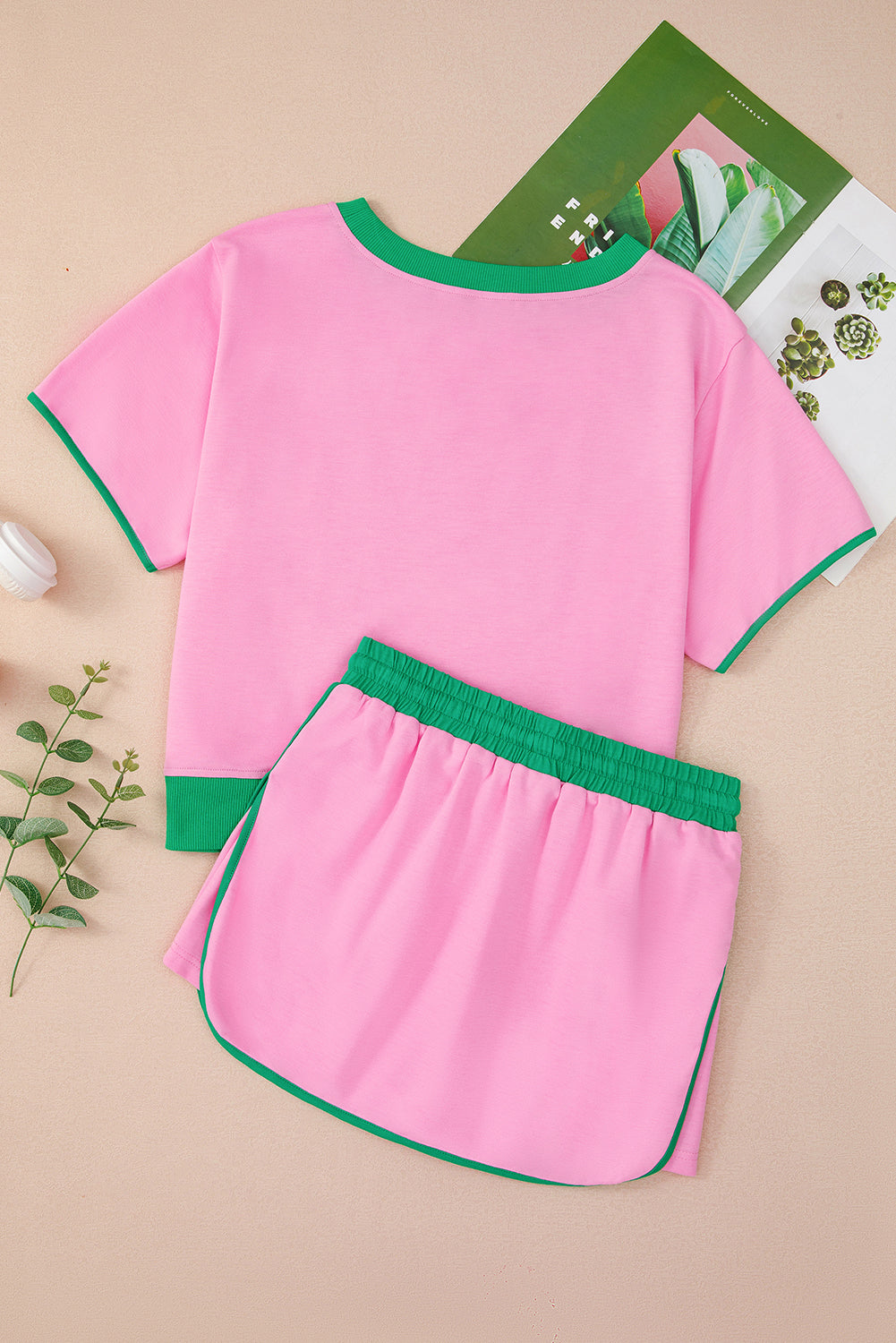 Colourblock Edge Drop Shoulder T Shirt and Skort 2Pcs Set Co-ord eAura