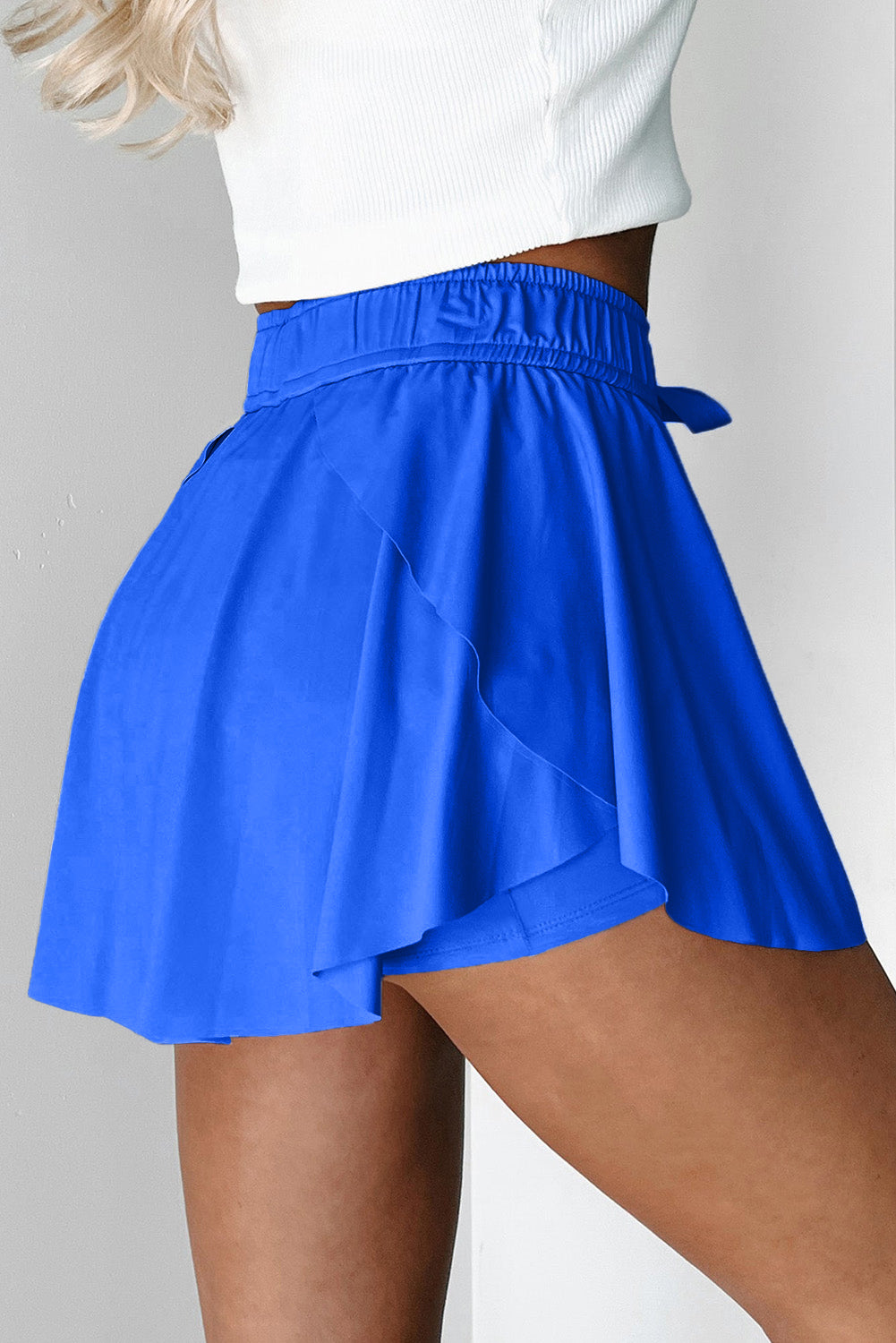 Bonbon Drawstring High Waist Lined Tennis Skorts eAura