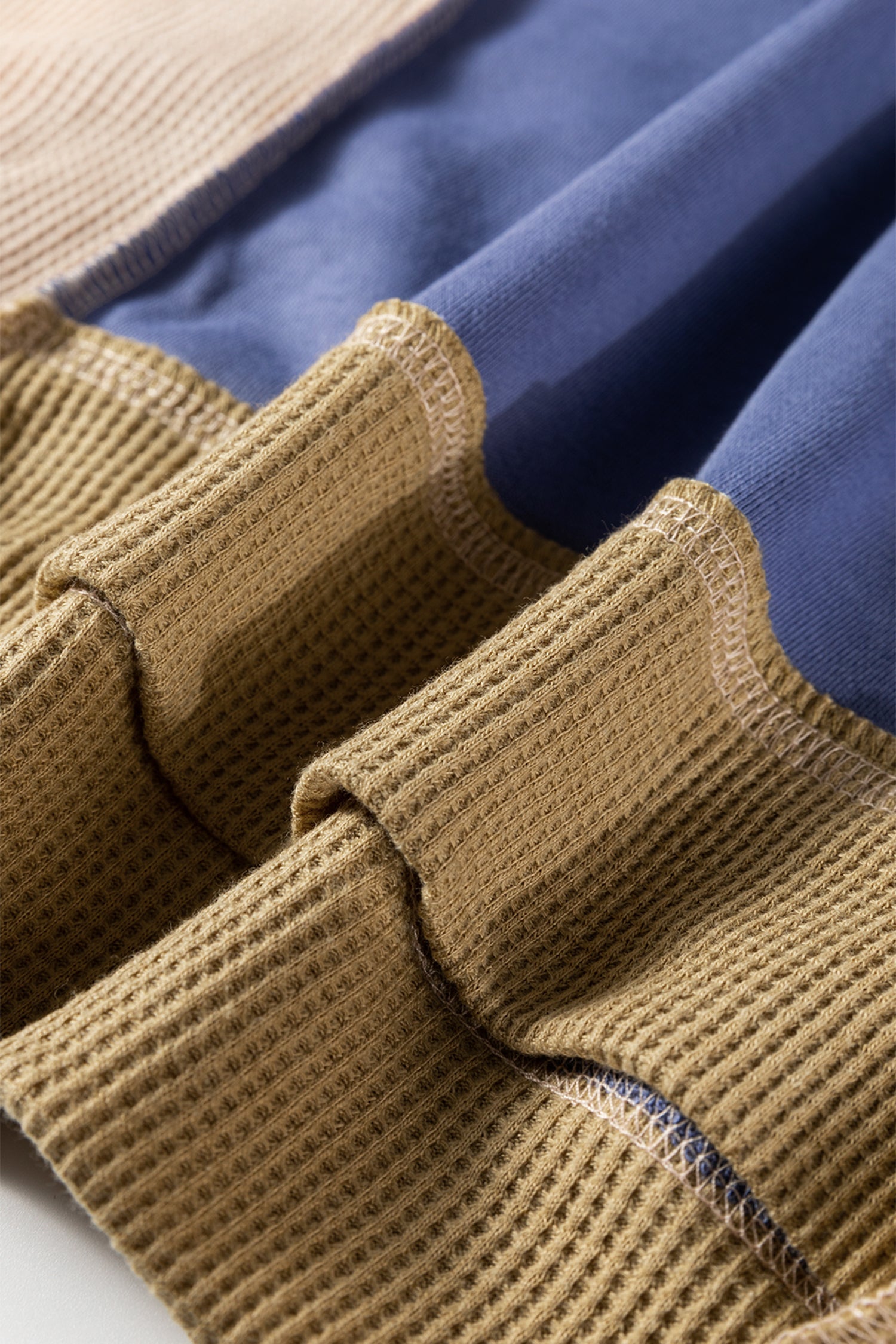 Mix Texture Waffle Patchwork Oversize Sweatshirt - eAura