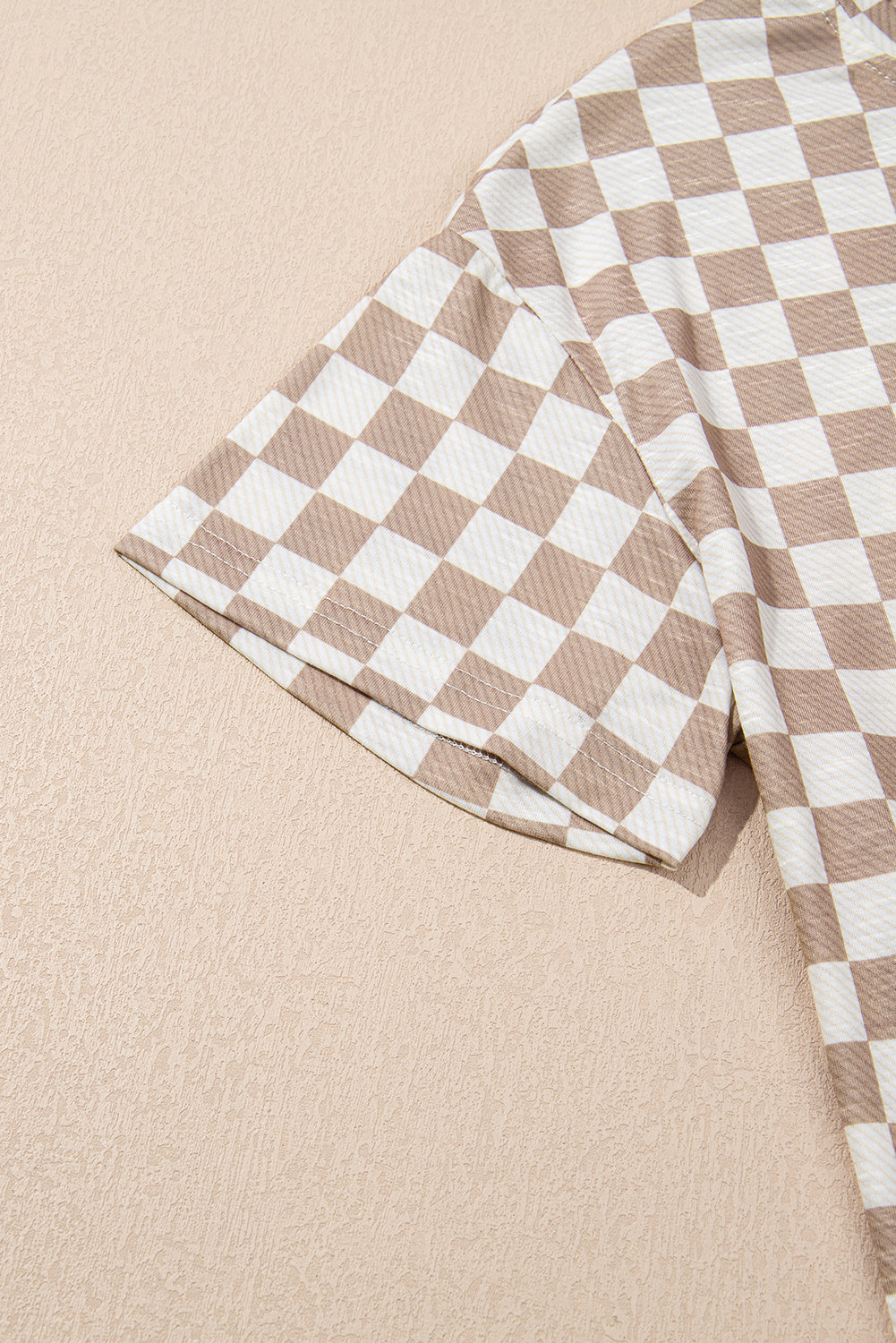 Brown Checkerboard T Shirt and High Waist Skorts 2 Piece Outfit Co-ord eAura