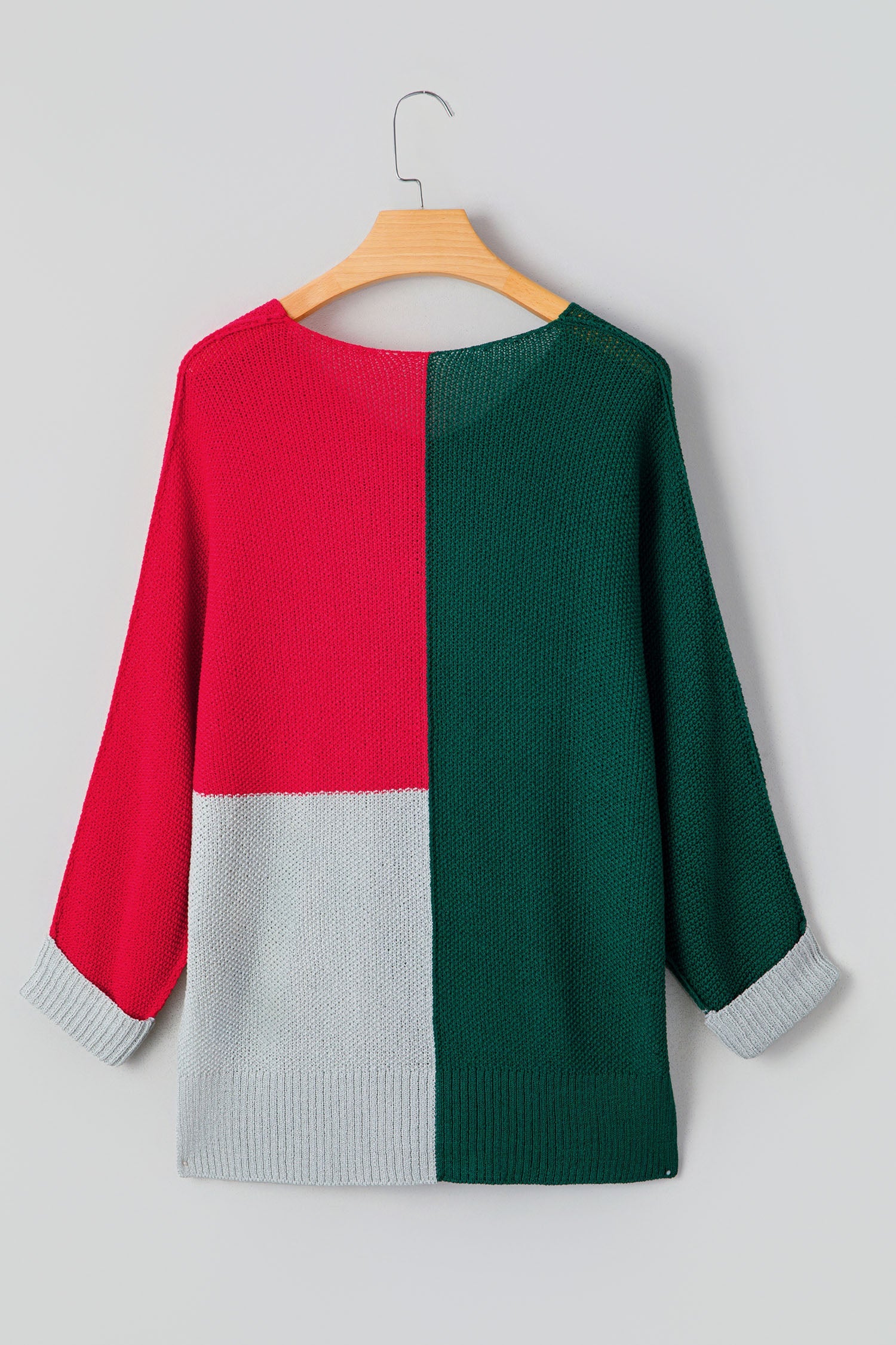 Colour Block Knit V-Neck Sweater - eAura
