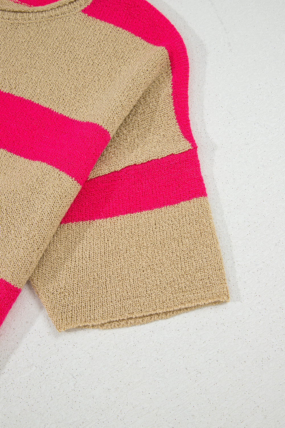 Pink Stripe Short Sleeve Lightweight Sweater eAura