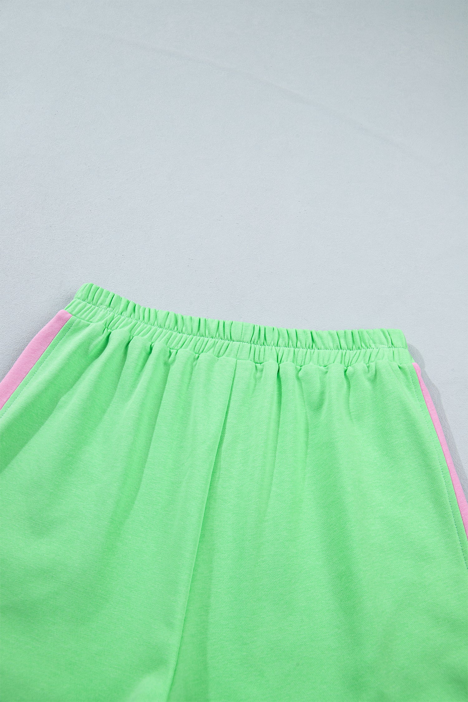 Color Block Accent Half Zip Top Athleisure Shorts Set – Green