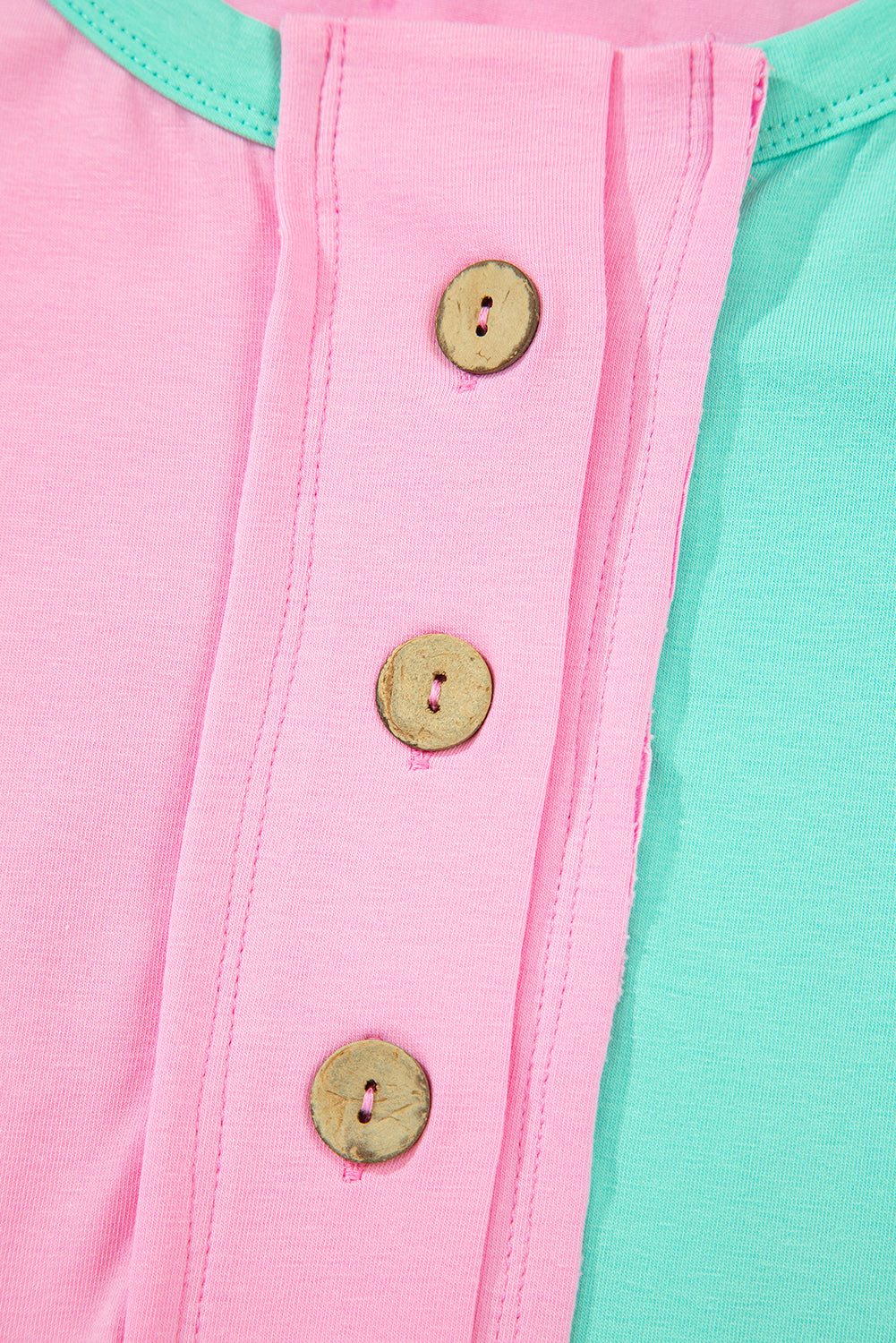 Myosotis Two Tone Half Buttons Collared T Shirt eAura