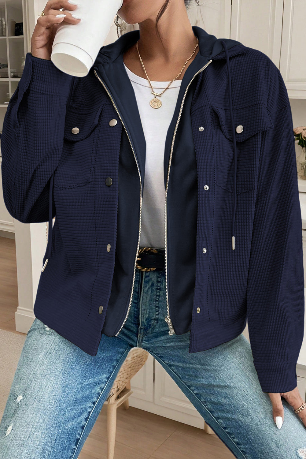 Textured Hooded Jacket - eAura