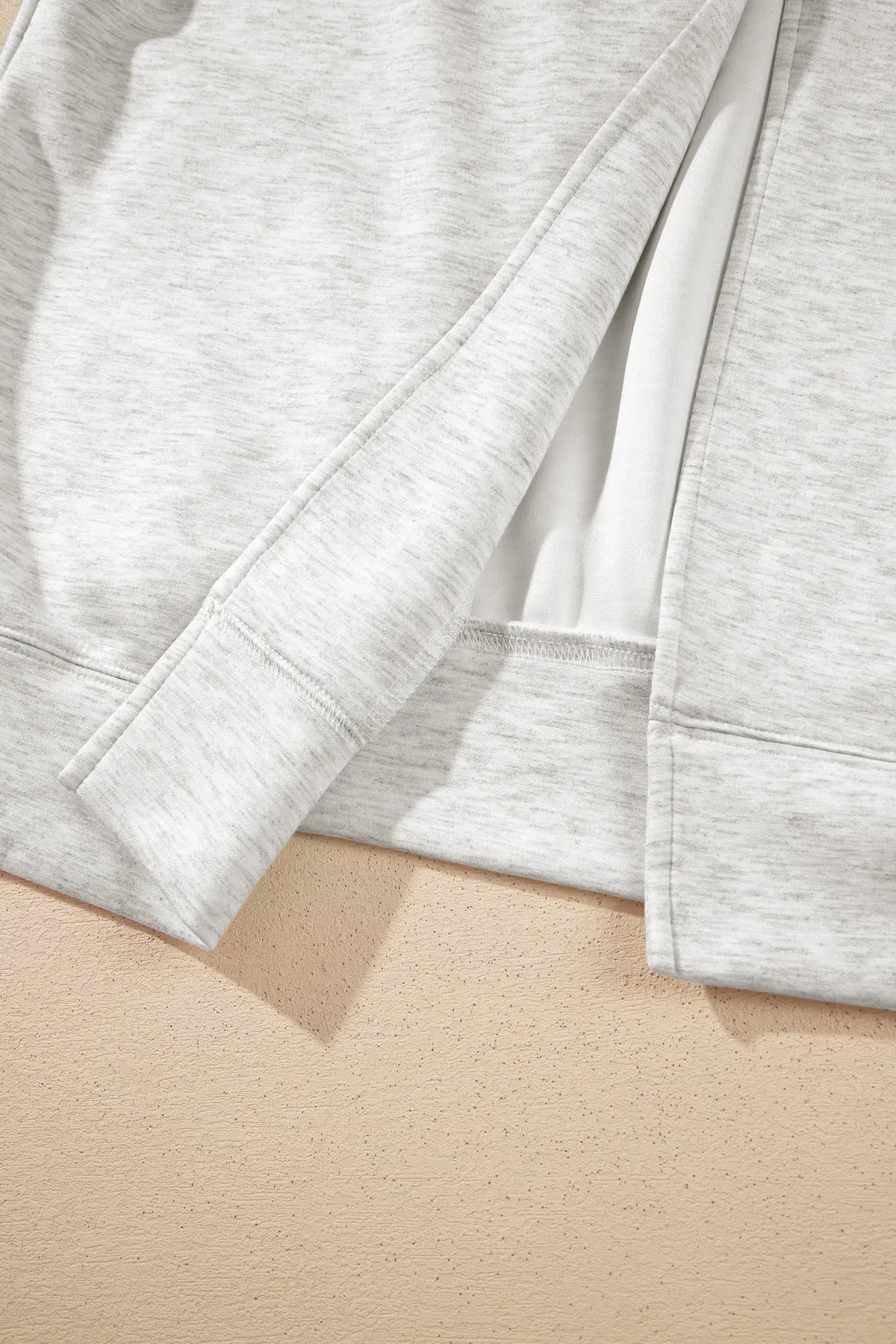 Solid Colour Zip Front Jacket Style Sweatshirt – Light Grey