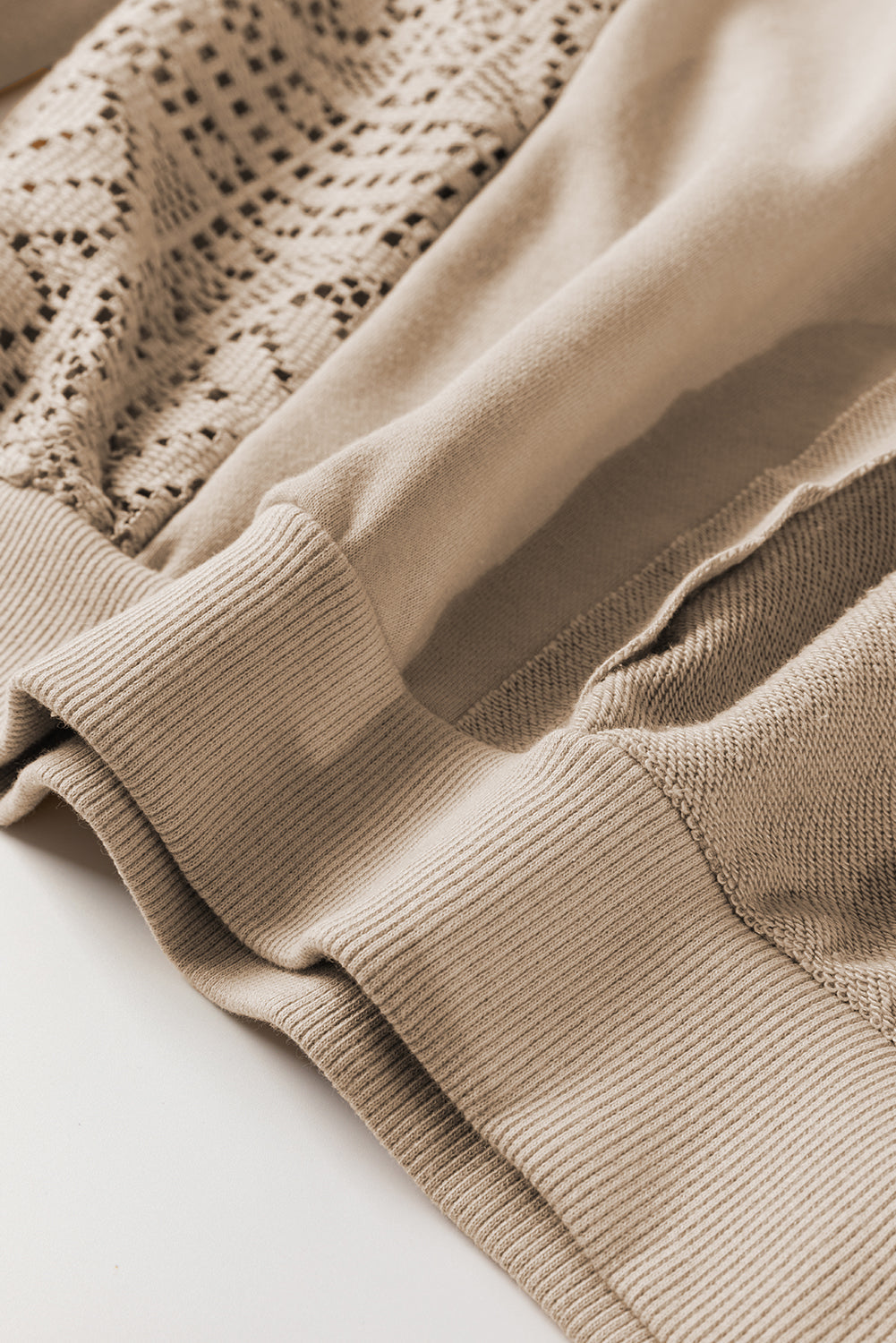 Knit Crochet Exposed Seam Ribbed Trim Sweatshirt eAura
