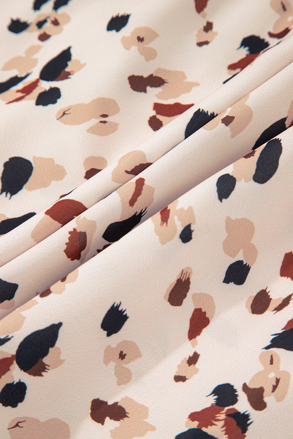 Beige Printed Surplice V Neck Cuffed Sleeve Empire Waist Plus Size Dress BB Fashion Outlet
