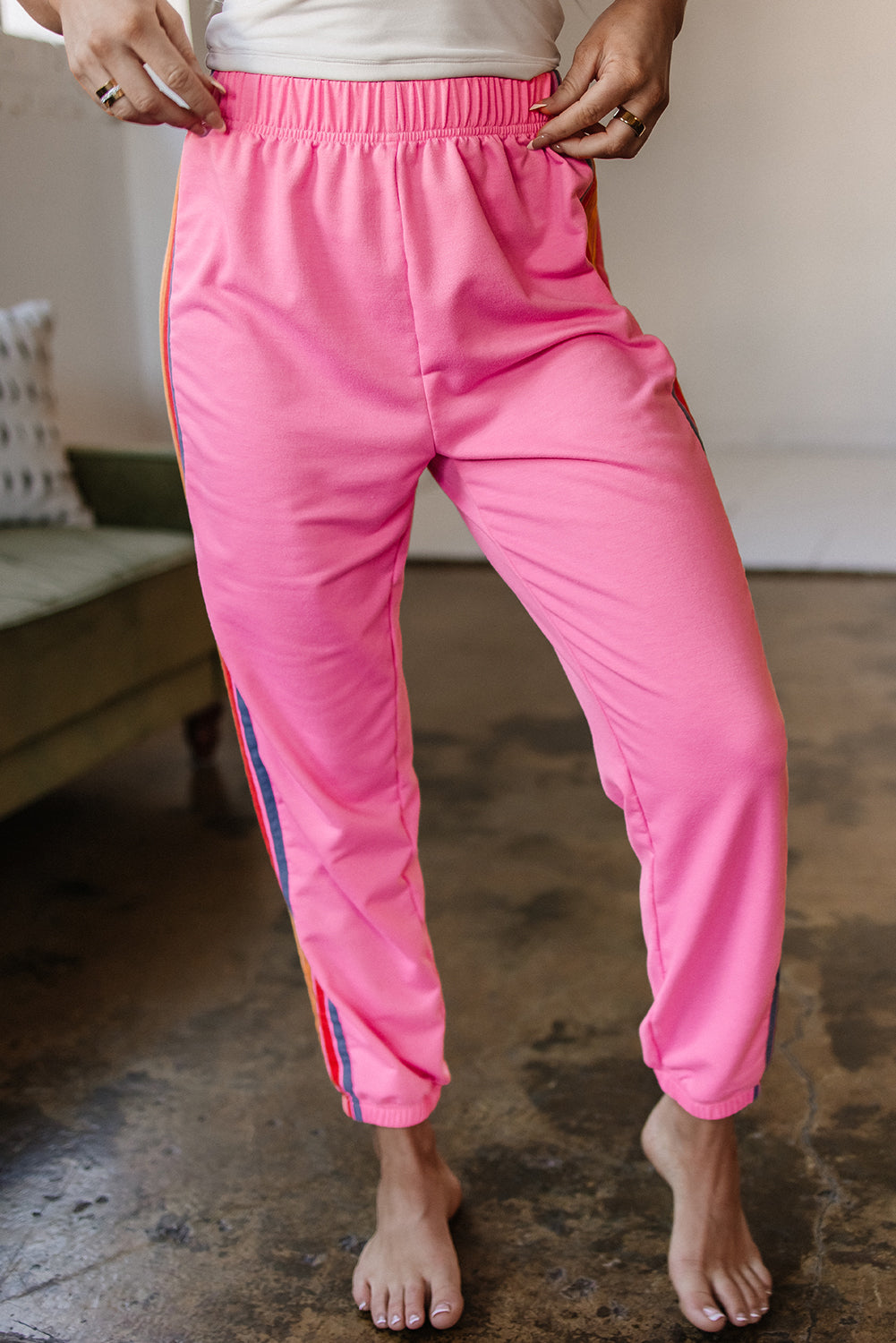 Pink Counting Rainbows High Waist SweatTrousers eAura