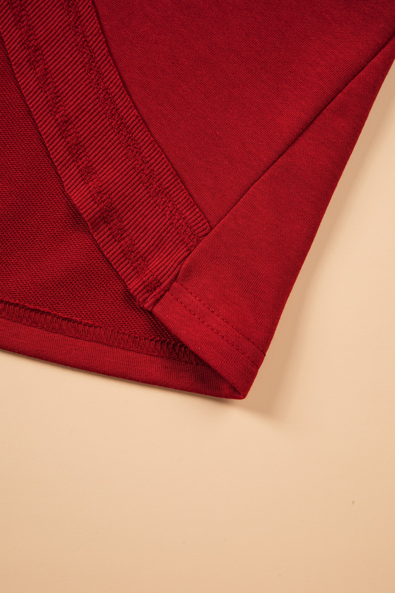 Ribbed Detail Drop Shoulder Cutout Back Sweatshirt – Racing Red