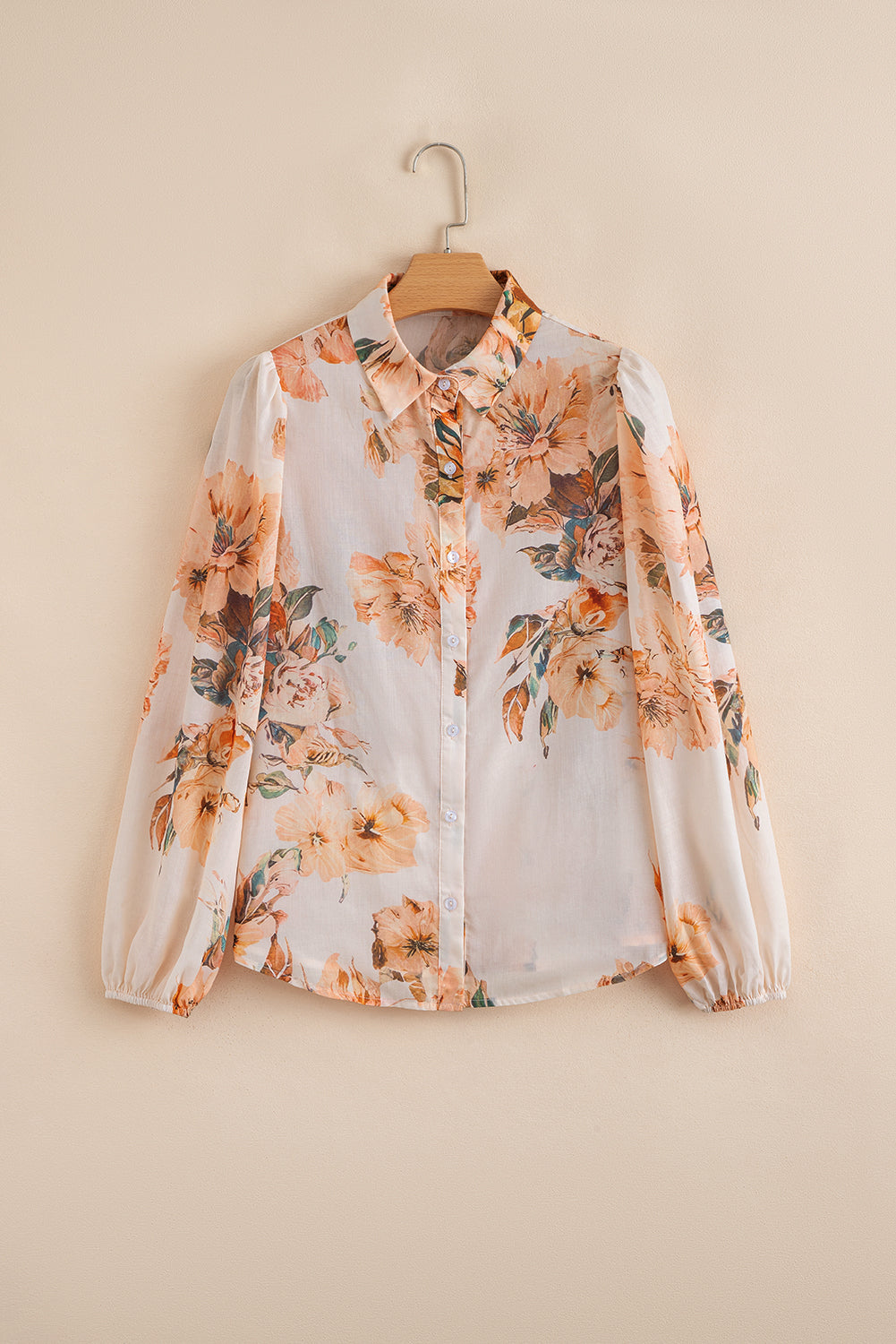 Floral Puff Sleeve Lightweight Shirt - eAura