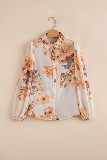 Floral Puff Sleeve Lightweight Shirt - eAura