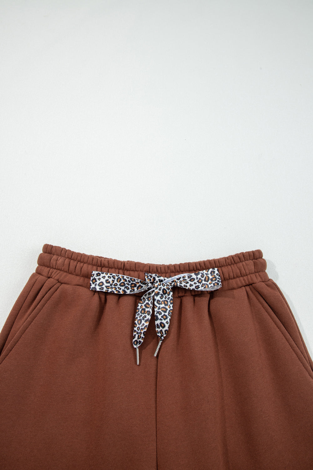 Fleece Lined Leopard Drawstring Elastic Waist Joggers eAura