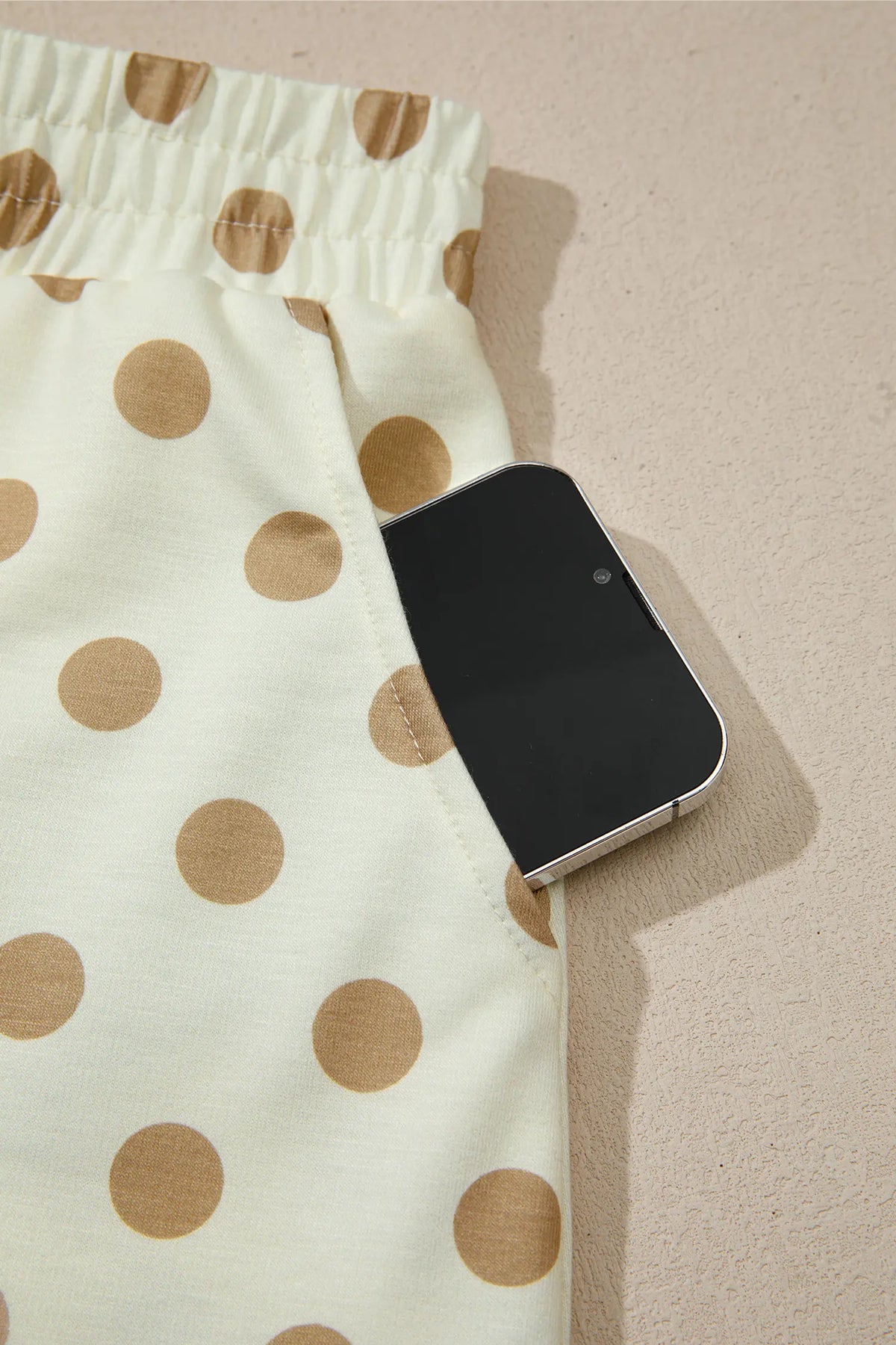 Polka Dot Hooded Long Sleeve Top Casual Mini Skort Set – Khaki