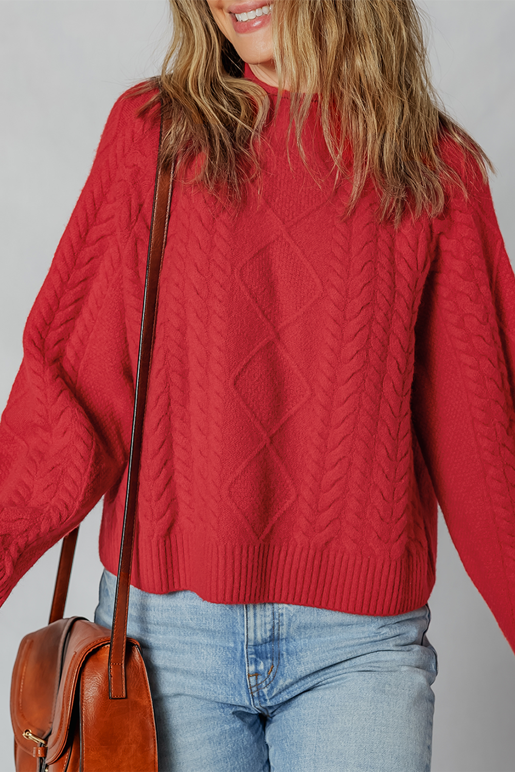 Red Cable Knit Baggy Sweater Dear-Lover Dropshipping
