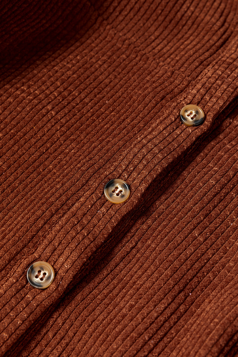 Coffee Textured Corduroy Puff Sleeve Shacket eAura