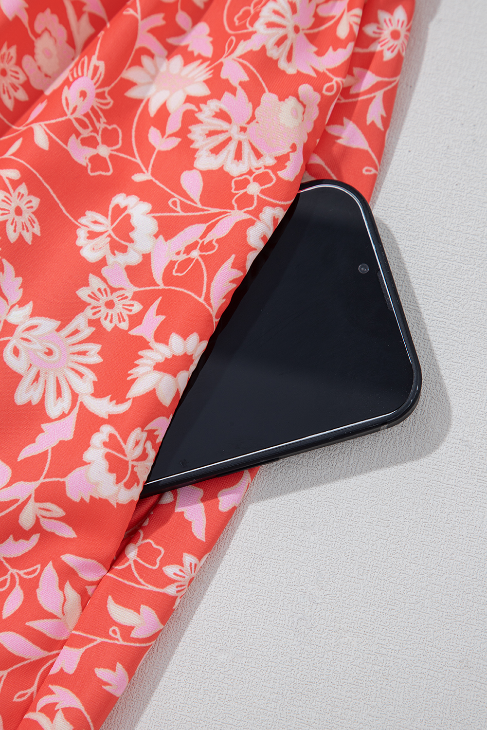 Red Floral Print Tasseled Tied Sleeve Empire Waist Maxi Dress eAura