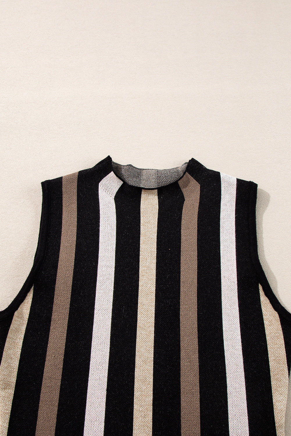 Black Stripe Slim Fit O Neck Sweater Vest eAura