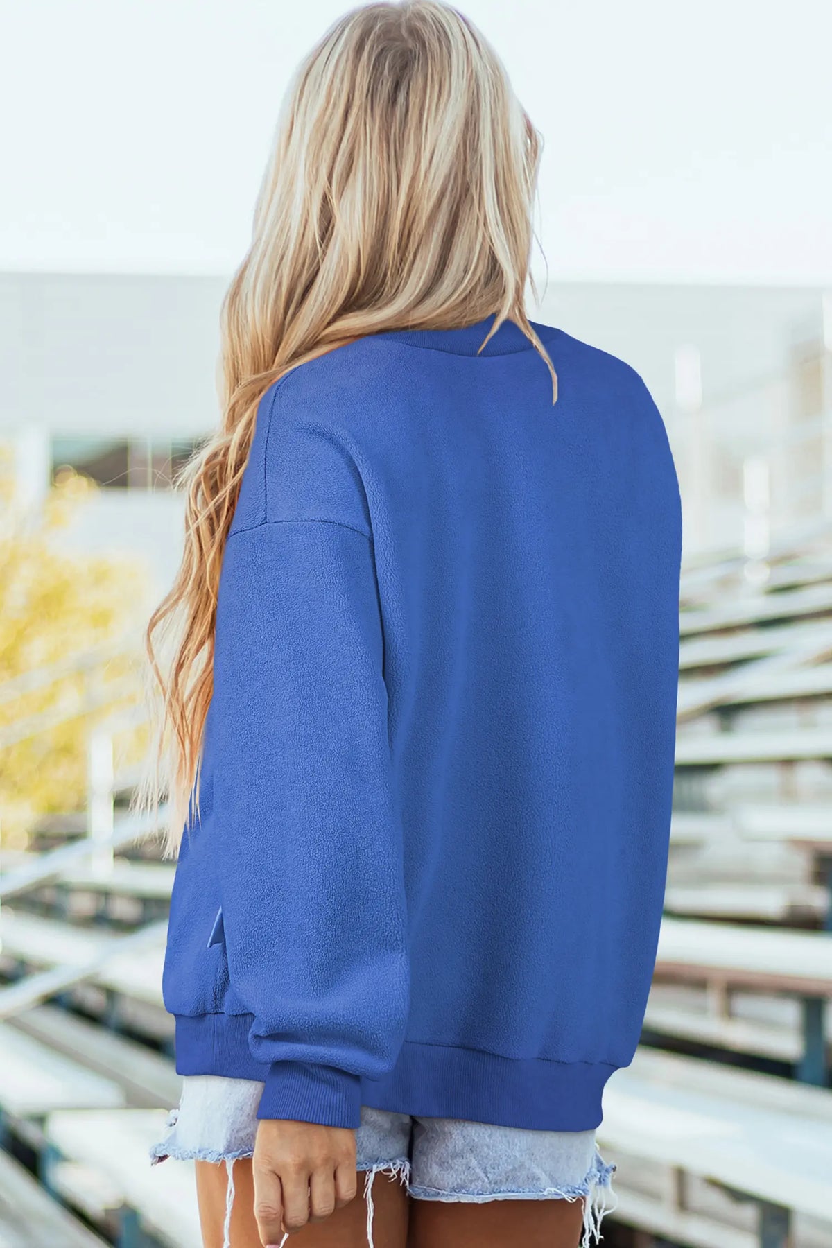 Reversible Gameday Football Graphic Oversized Sweatshirt – Dark Blue