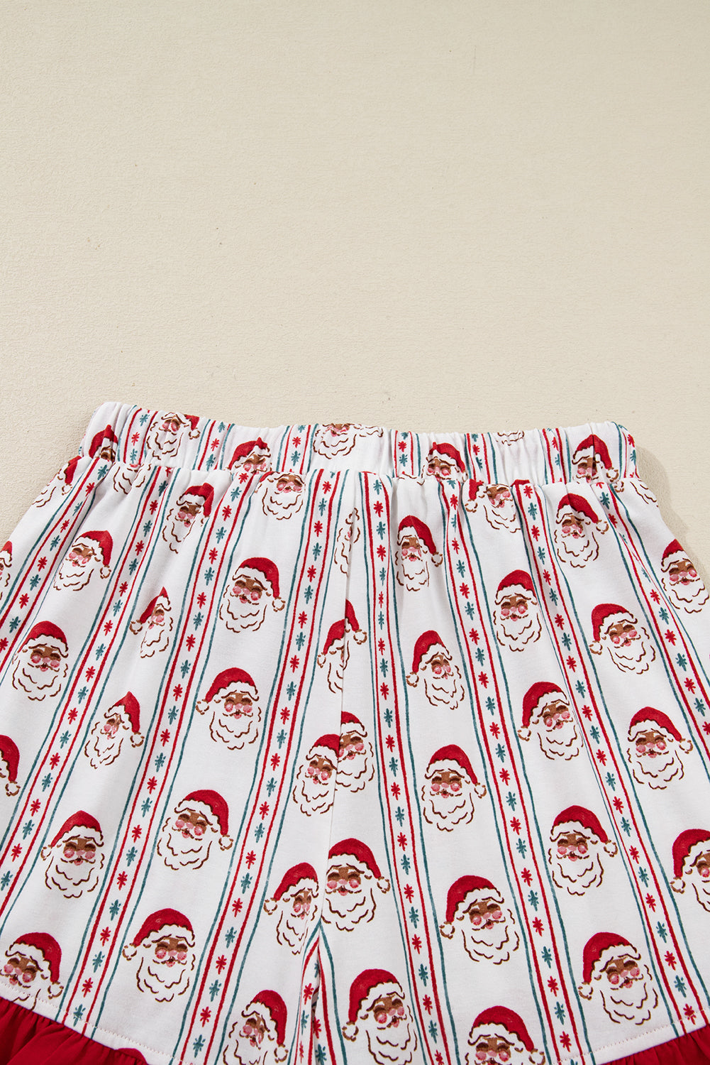White Santa & Stripes Ruffle Pyjama Shorts Set - eAura