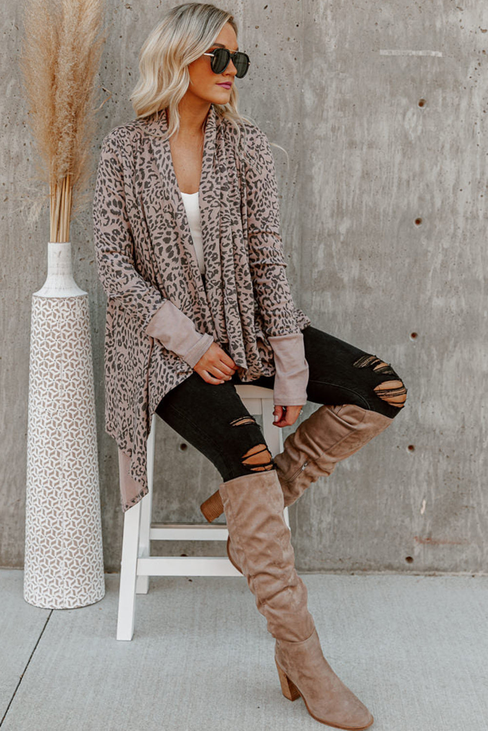 Leopard Open Front Cardigan eAura
