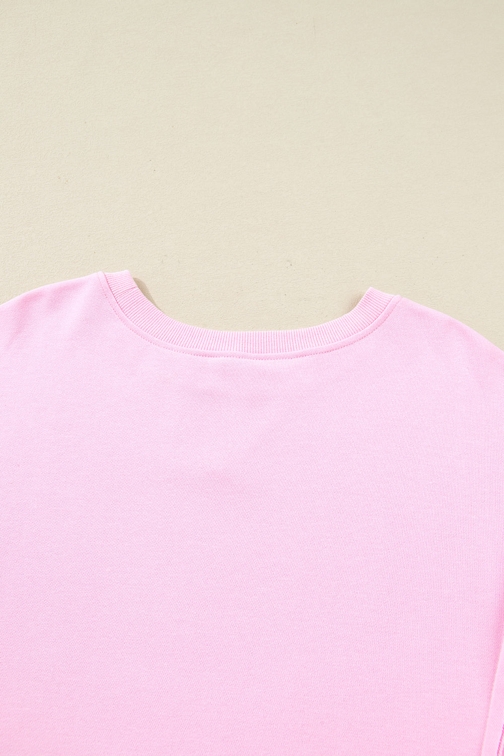 Pink Plus Size Mix Floral Patched Sleeve Ribbed Trim Oversized Sweatshirt - eAura